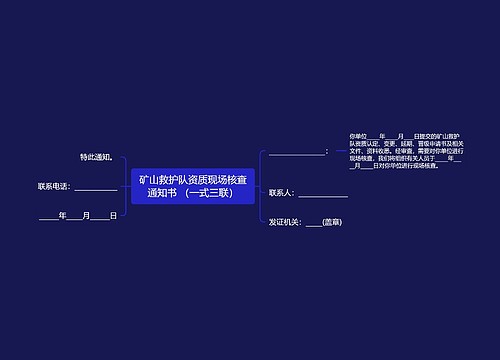 矿山救护队资质现场核查通知书 （一式三联）