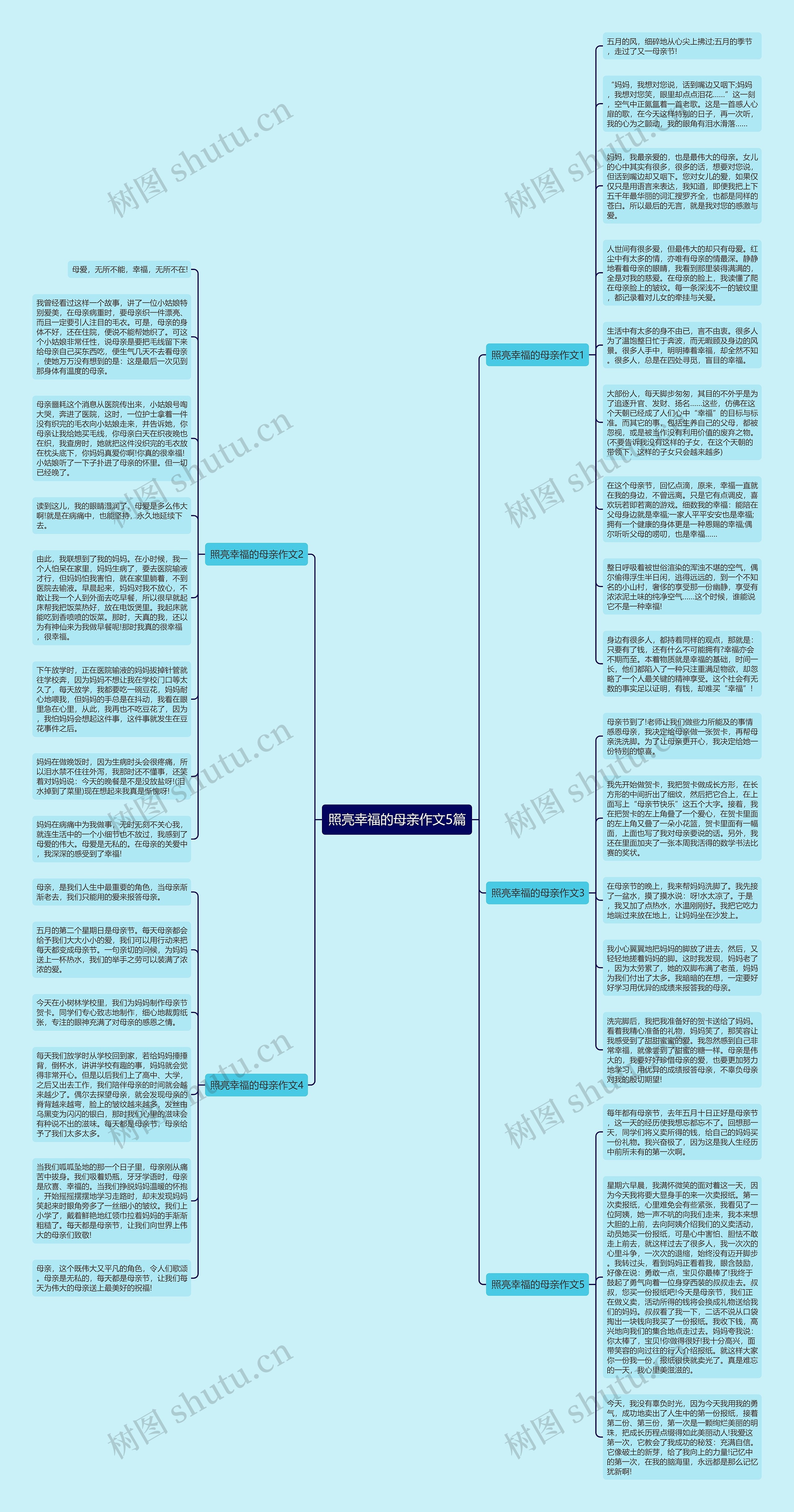 照亮幸福的母亲作文5篇思维导图