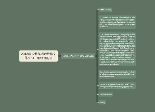 2018年12月英语六级作文范文34：给经理的信