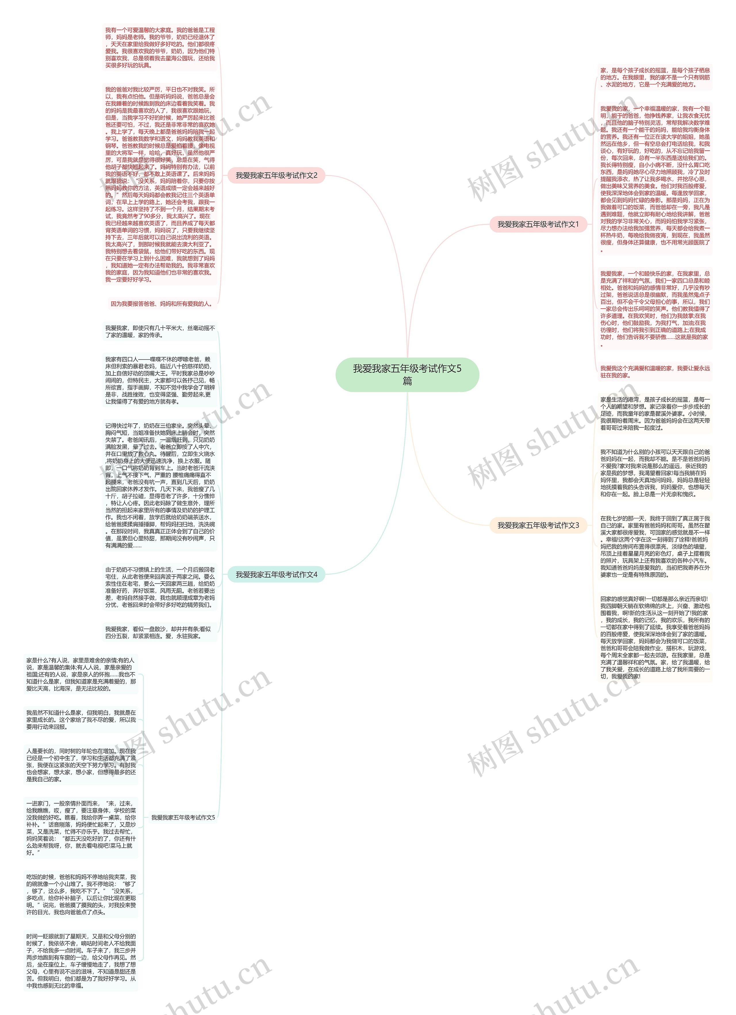 我爱我家五年级考试作文5篇思维导图