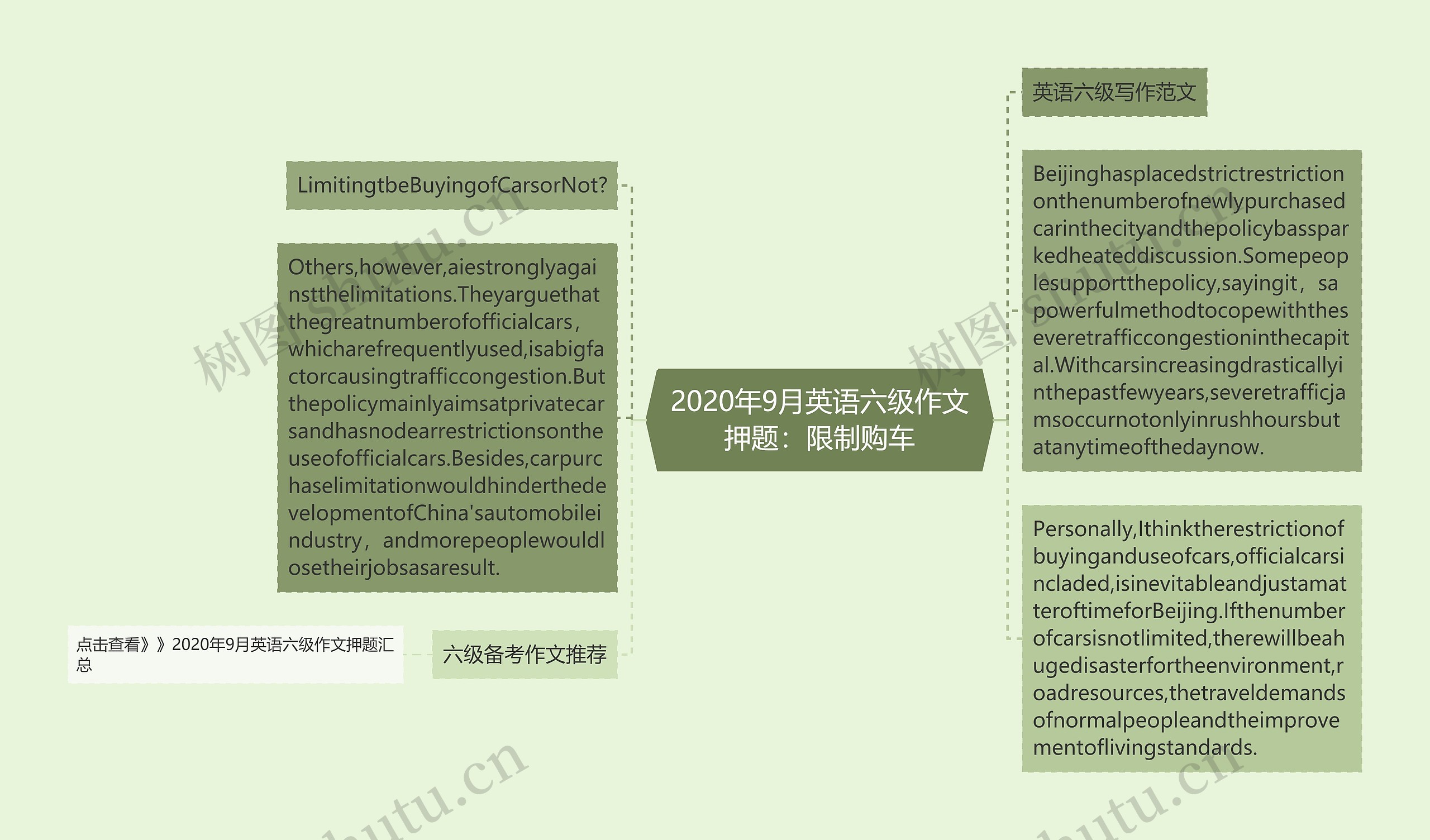 2020年9月英语六级作文押题：限制购车