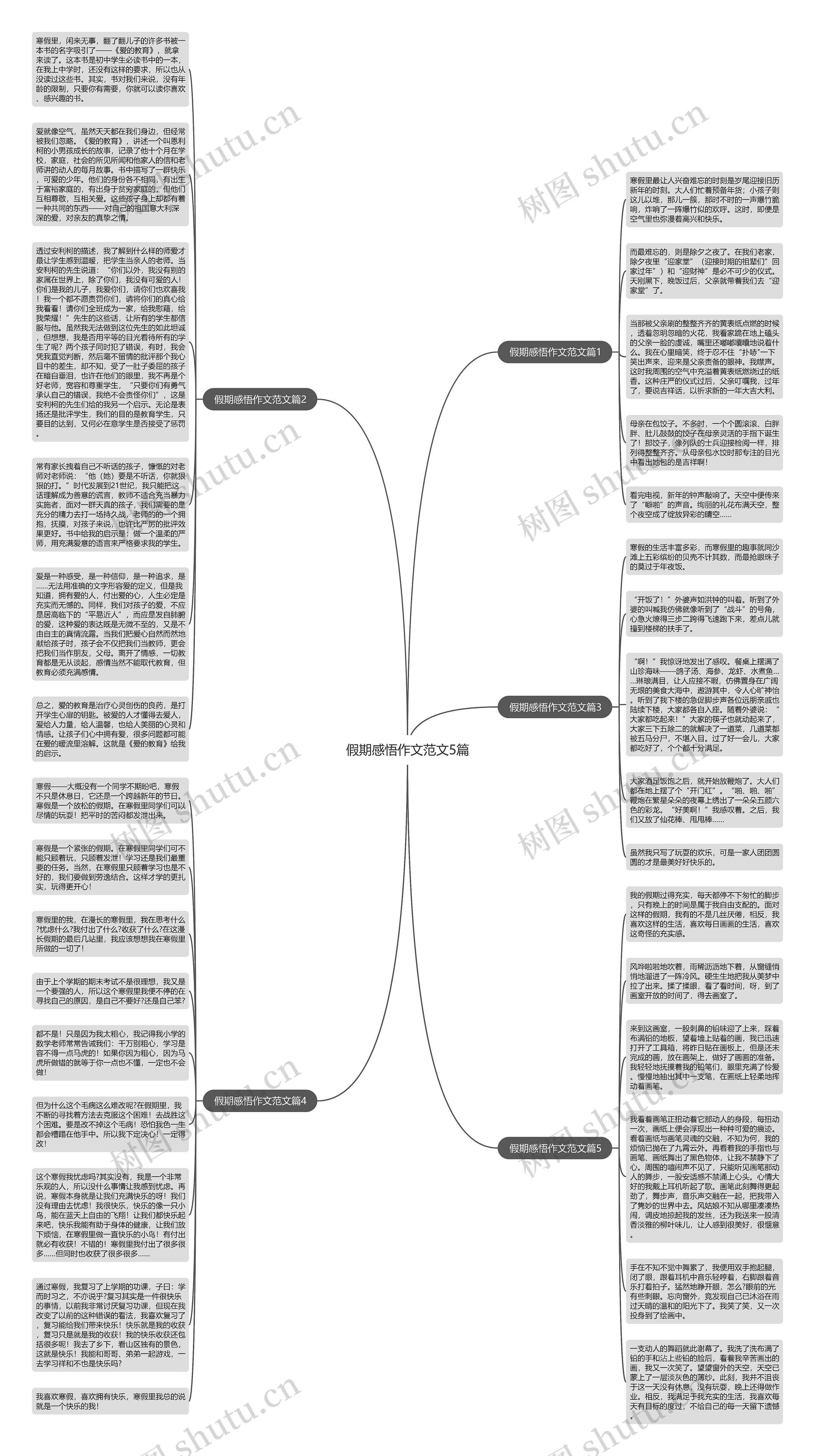 假期感悟作文范文5篇思维导图