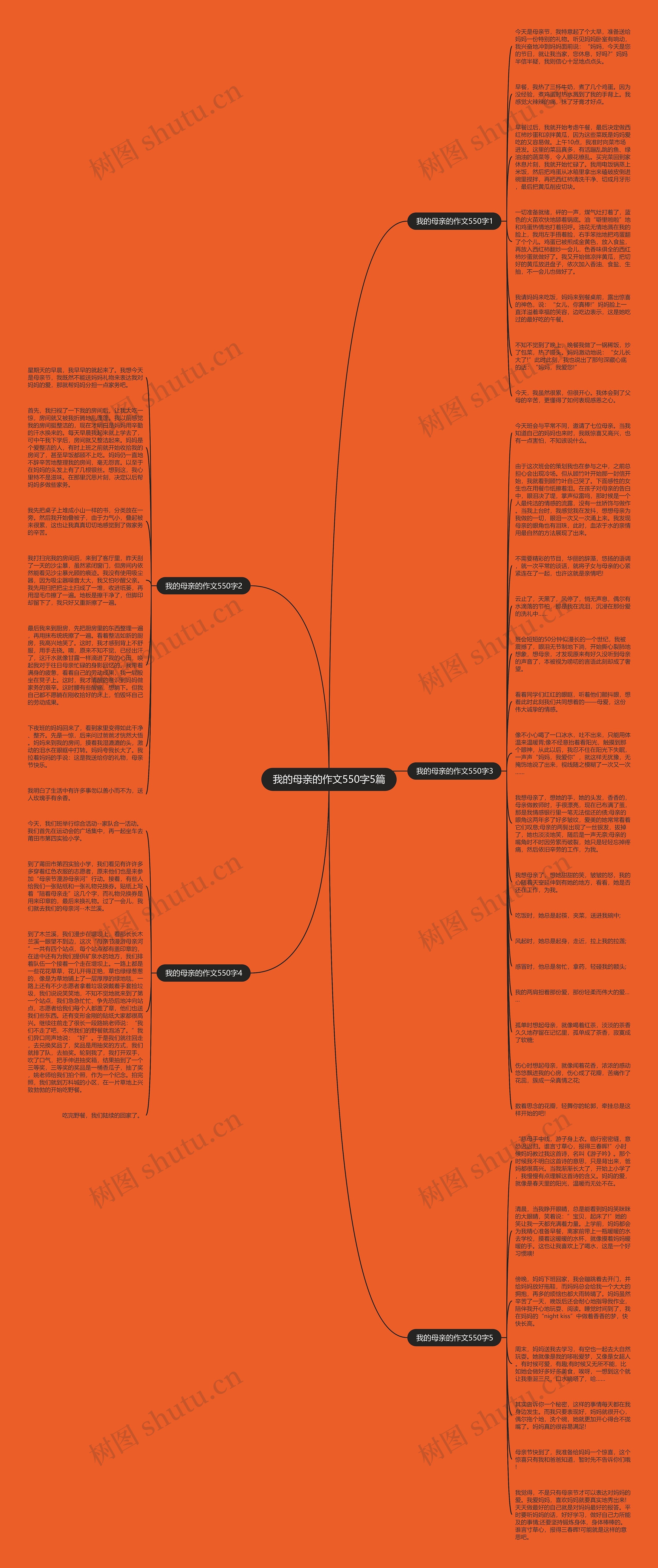 我的母亲的作文550字5篇思维导图