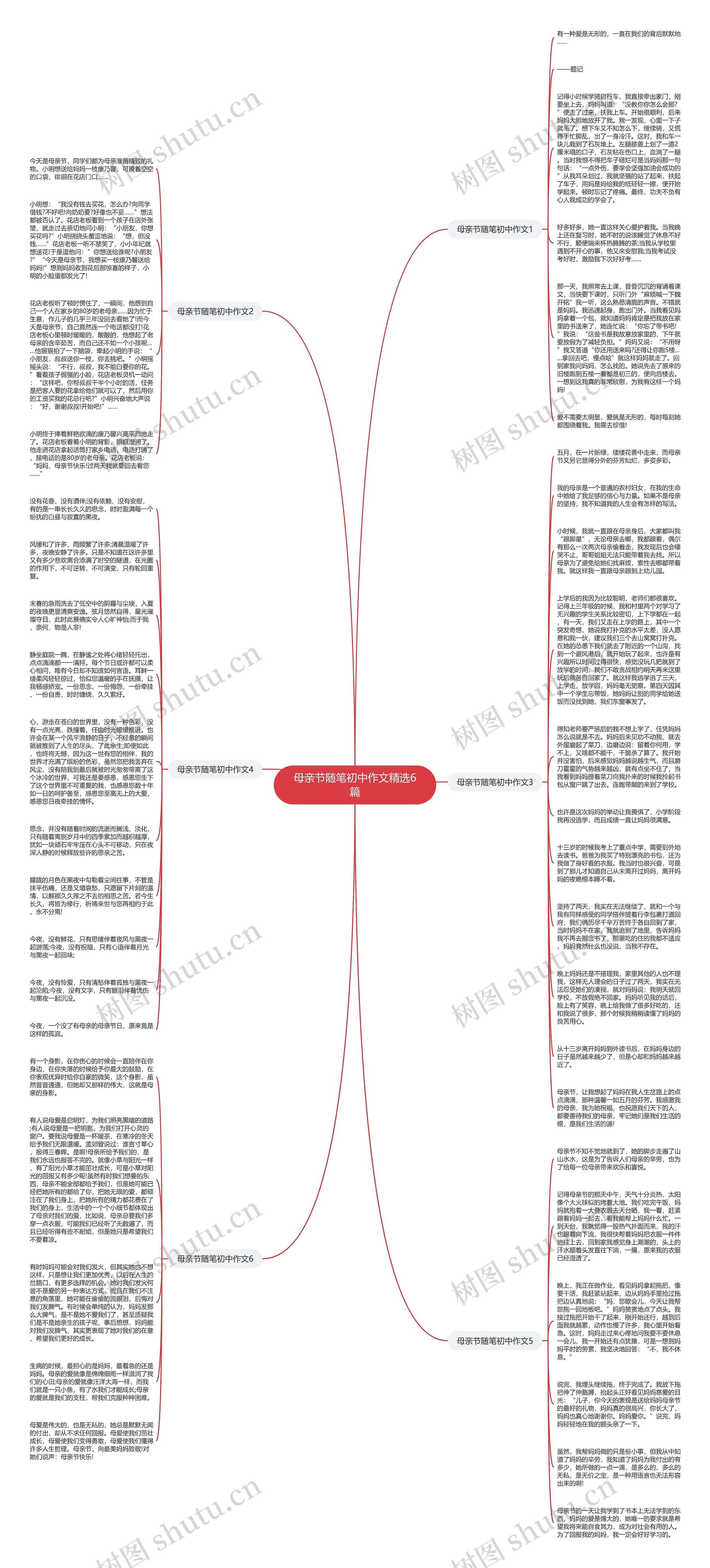 母亲节随笔初中作文精选6篇思维导图
