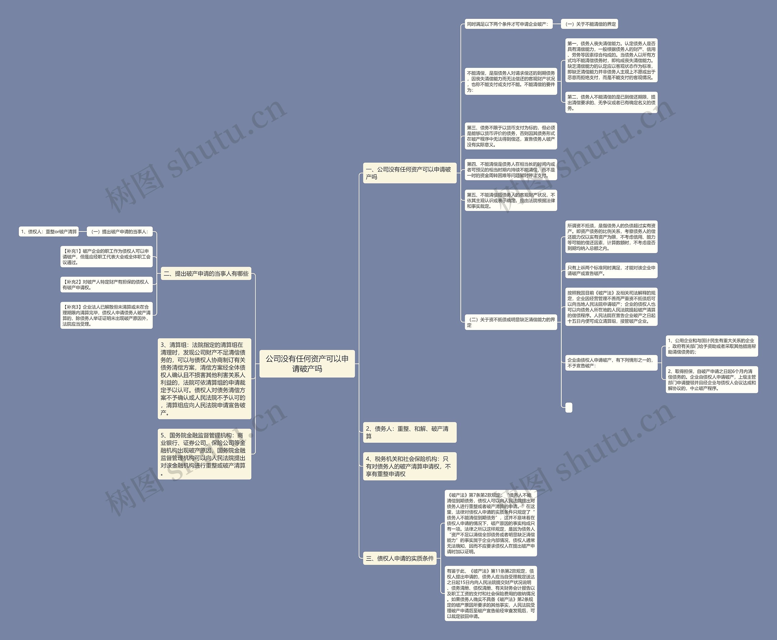 公司没有任何资产可以申请破产吗思维导图
