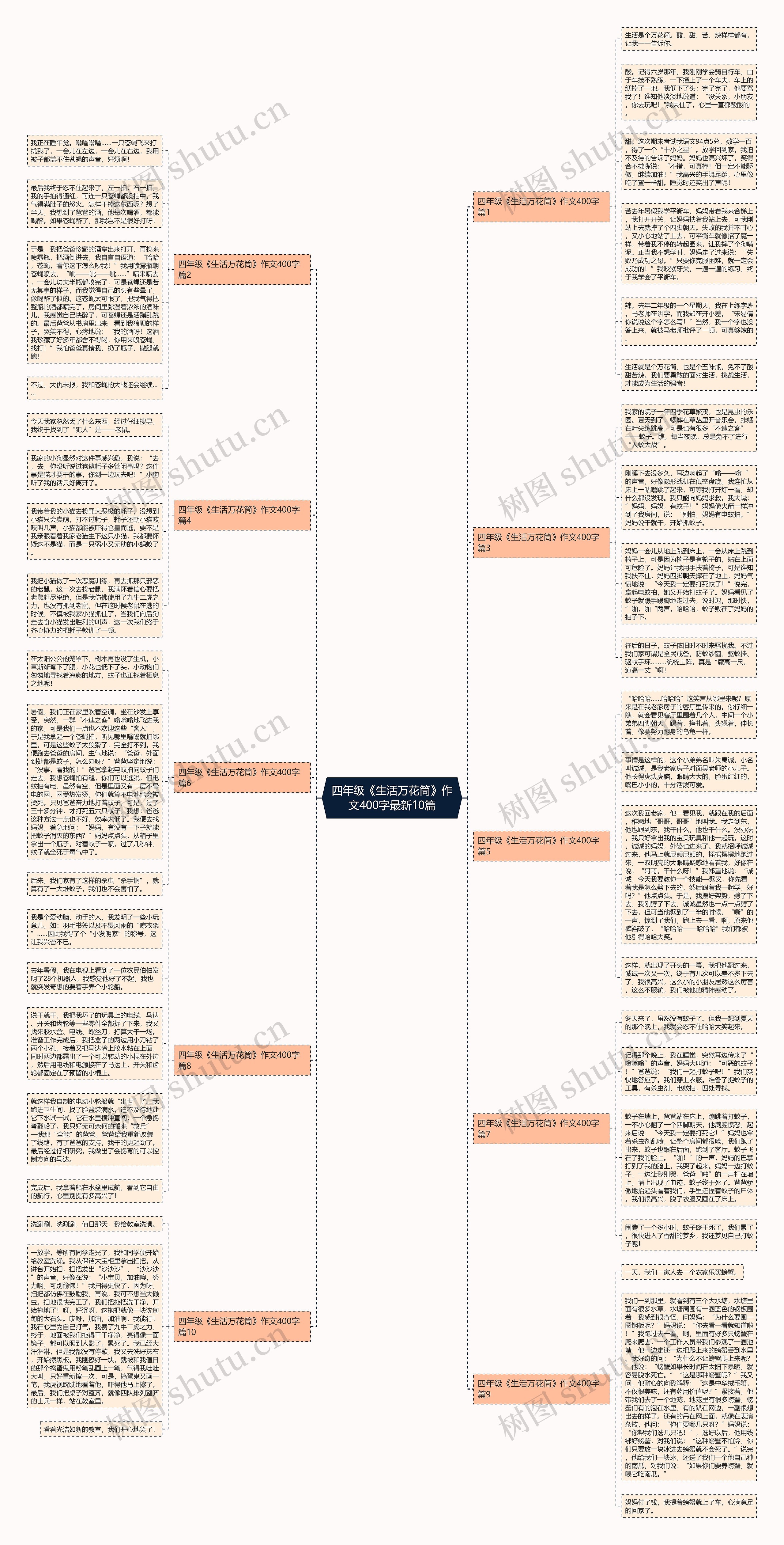 四年级《生活万花筒》作文400字最新10篇思维导图