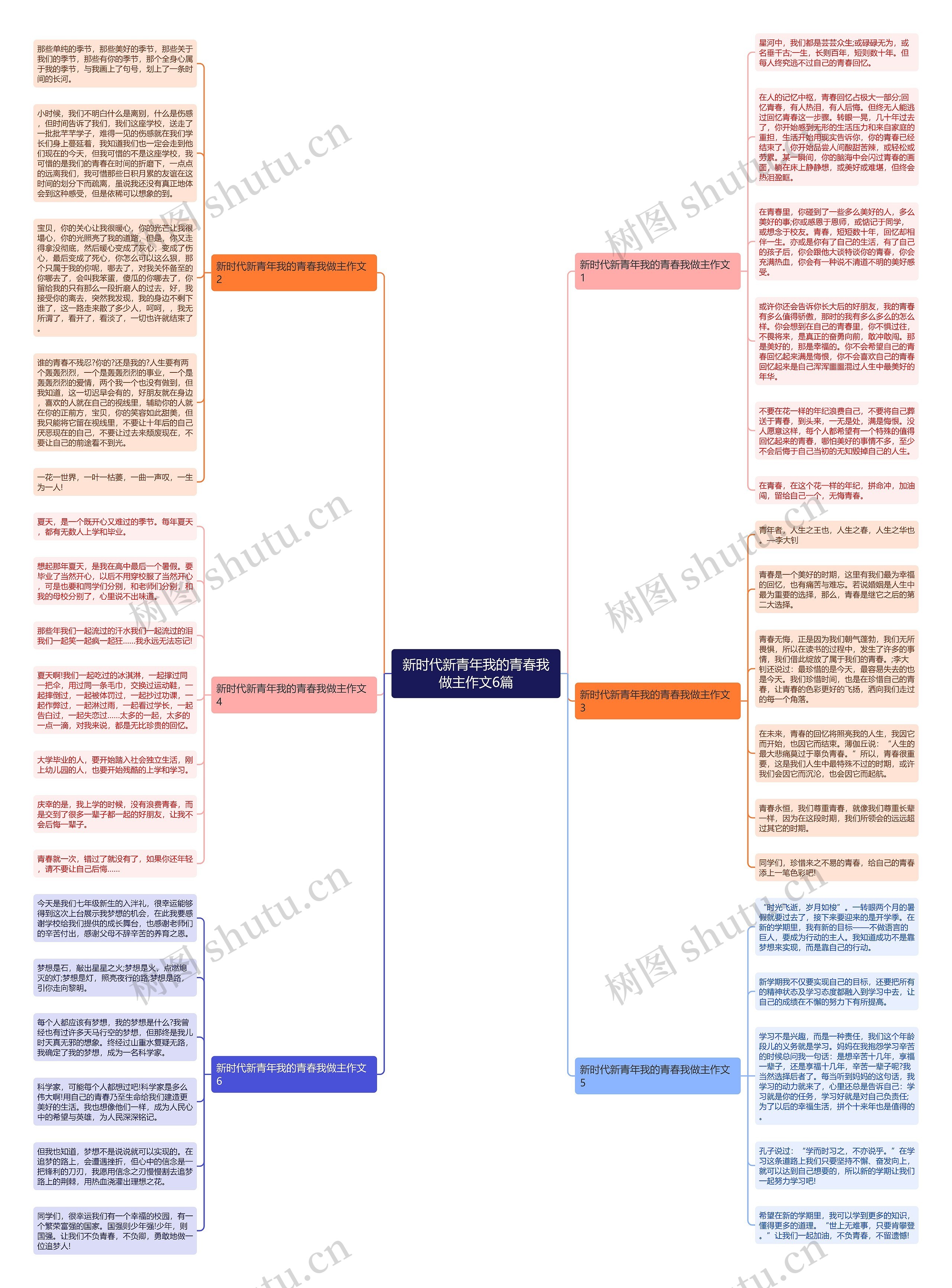 新时代新青年我的青春我做主作文6篇思维导图