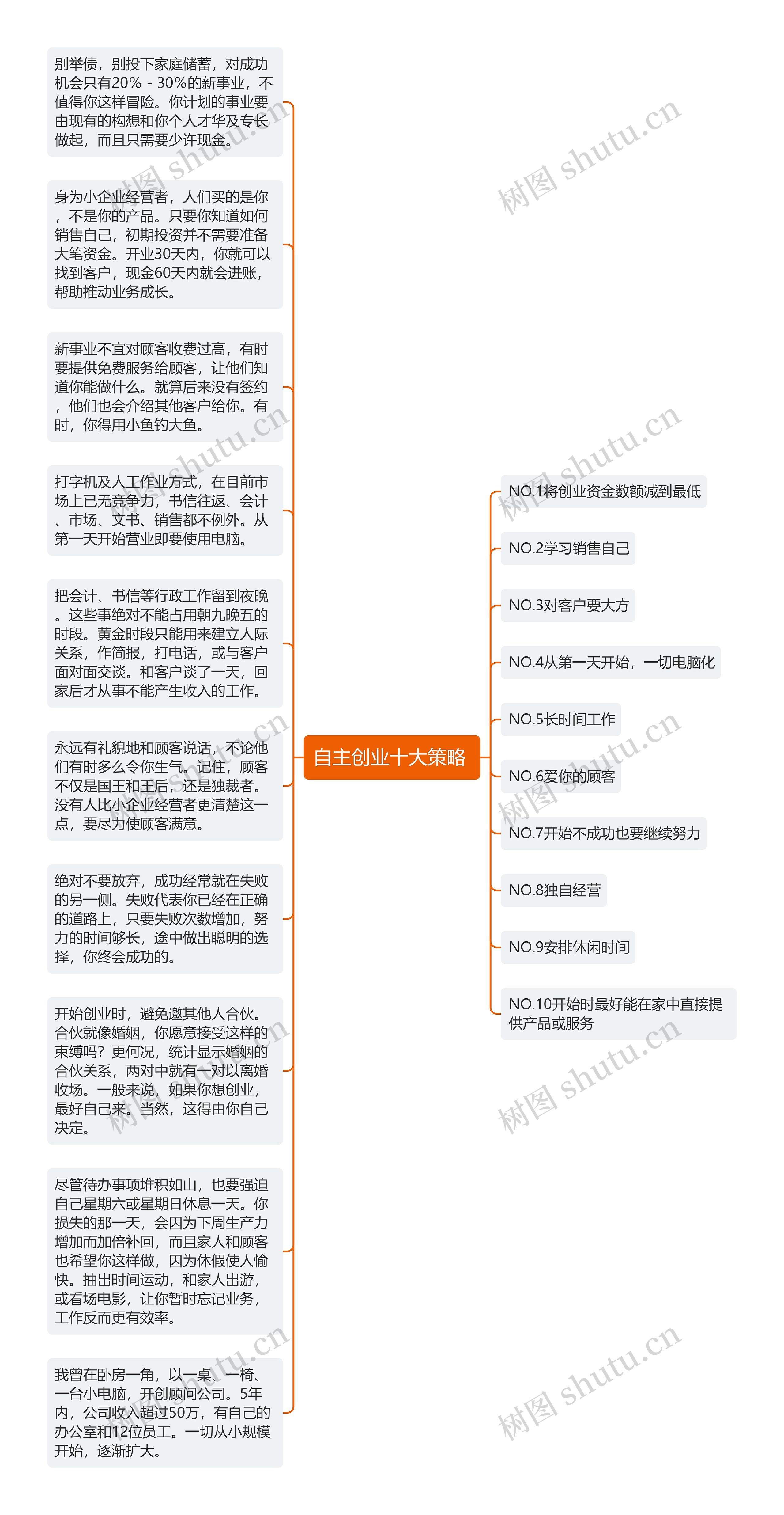 自主创业十大策略 思维导图