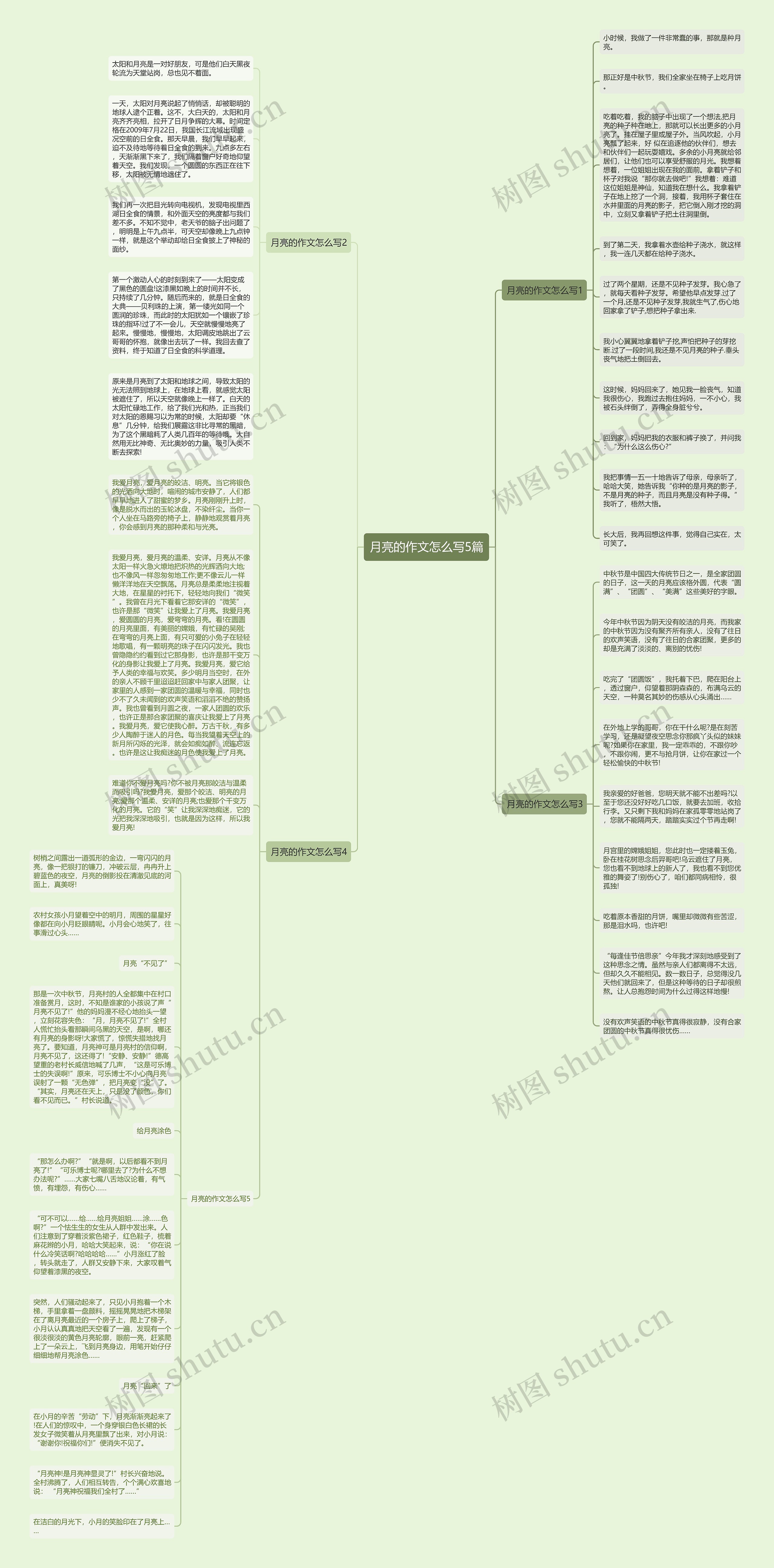 月亮的作文怎么写5篇思维导图