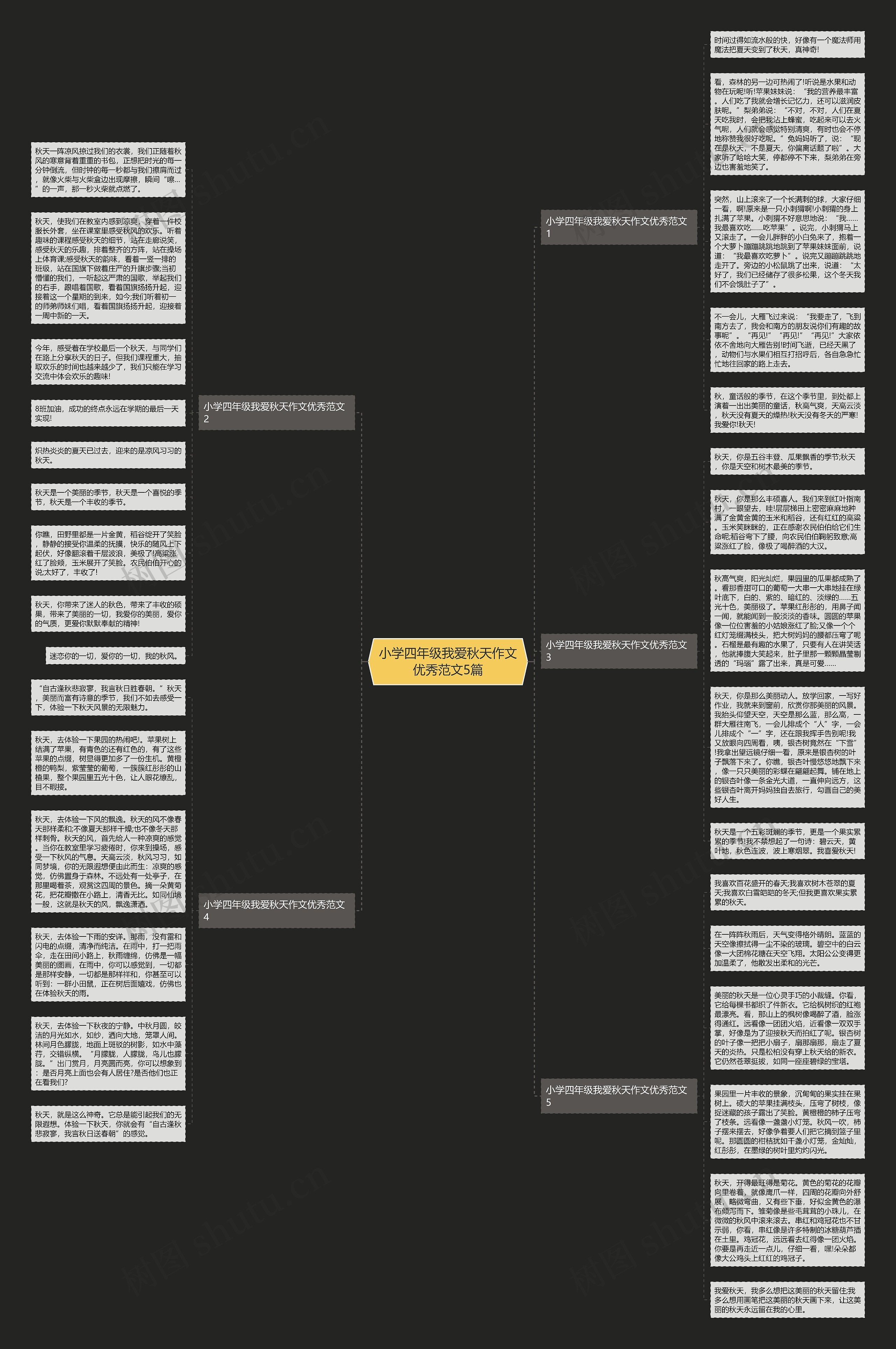 小学四年级我爱秋天作文优秀范文5篇思维导图