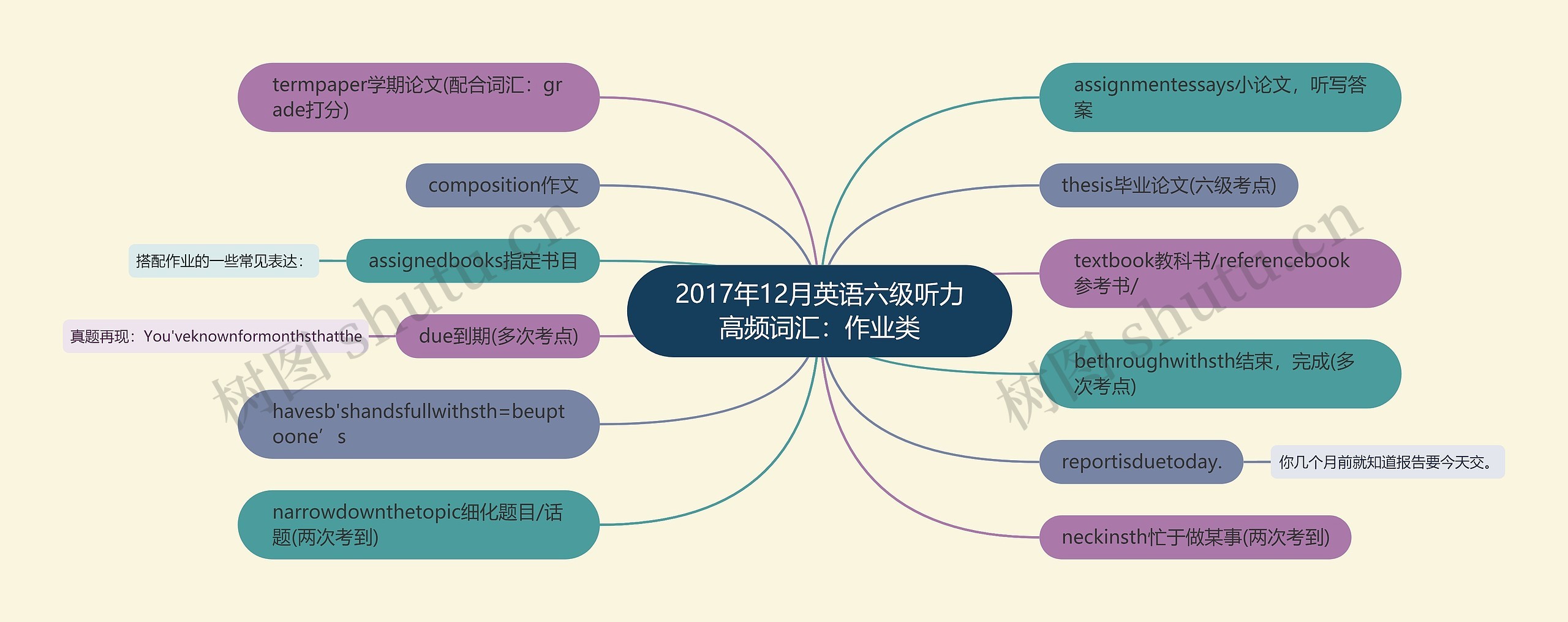 2017年12月英语六级听力高频词汇：作业类