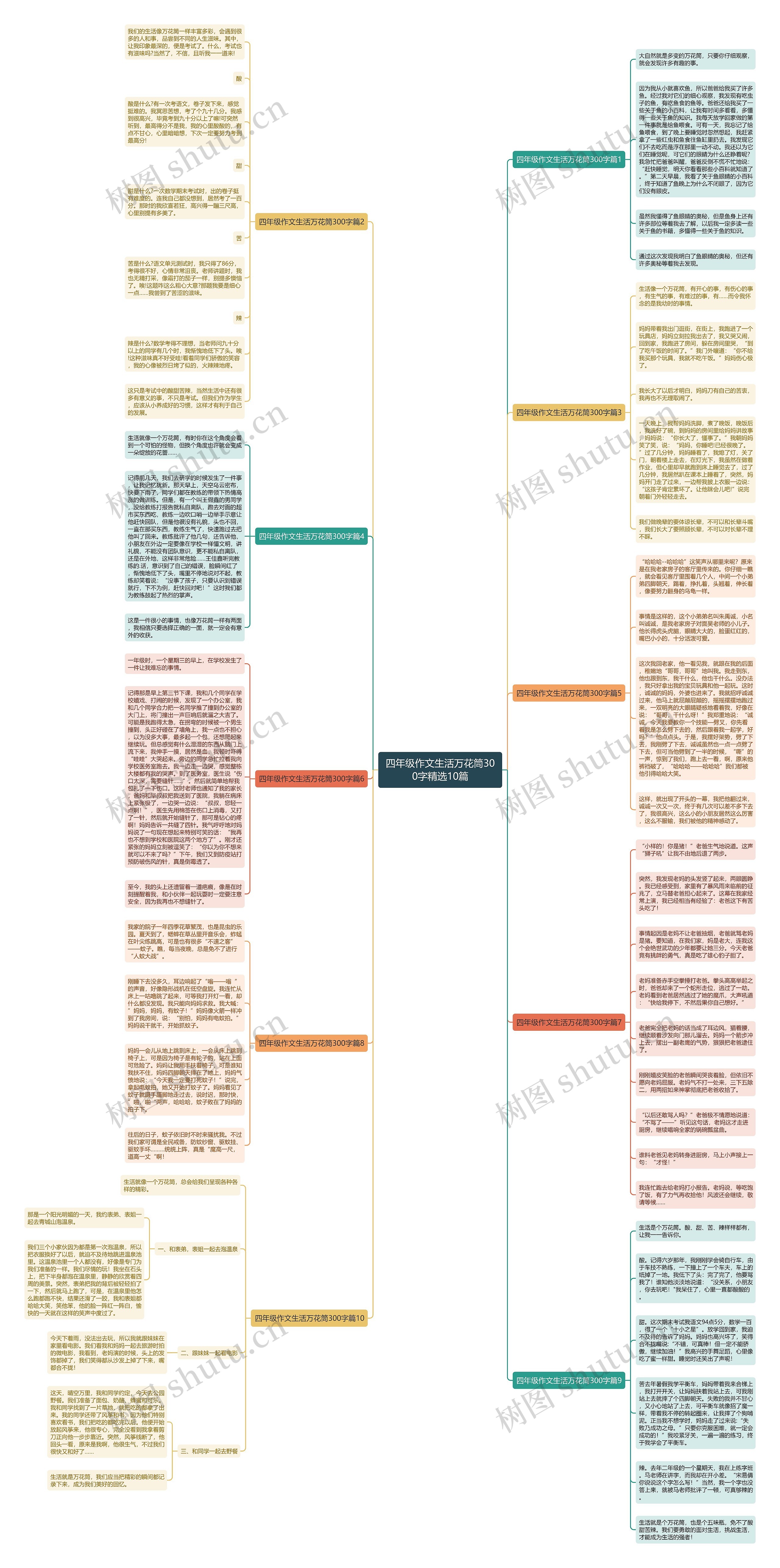 四年级作文生活万花筒300字精选10篇思维导图