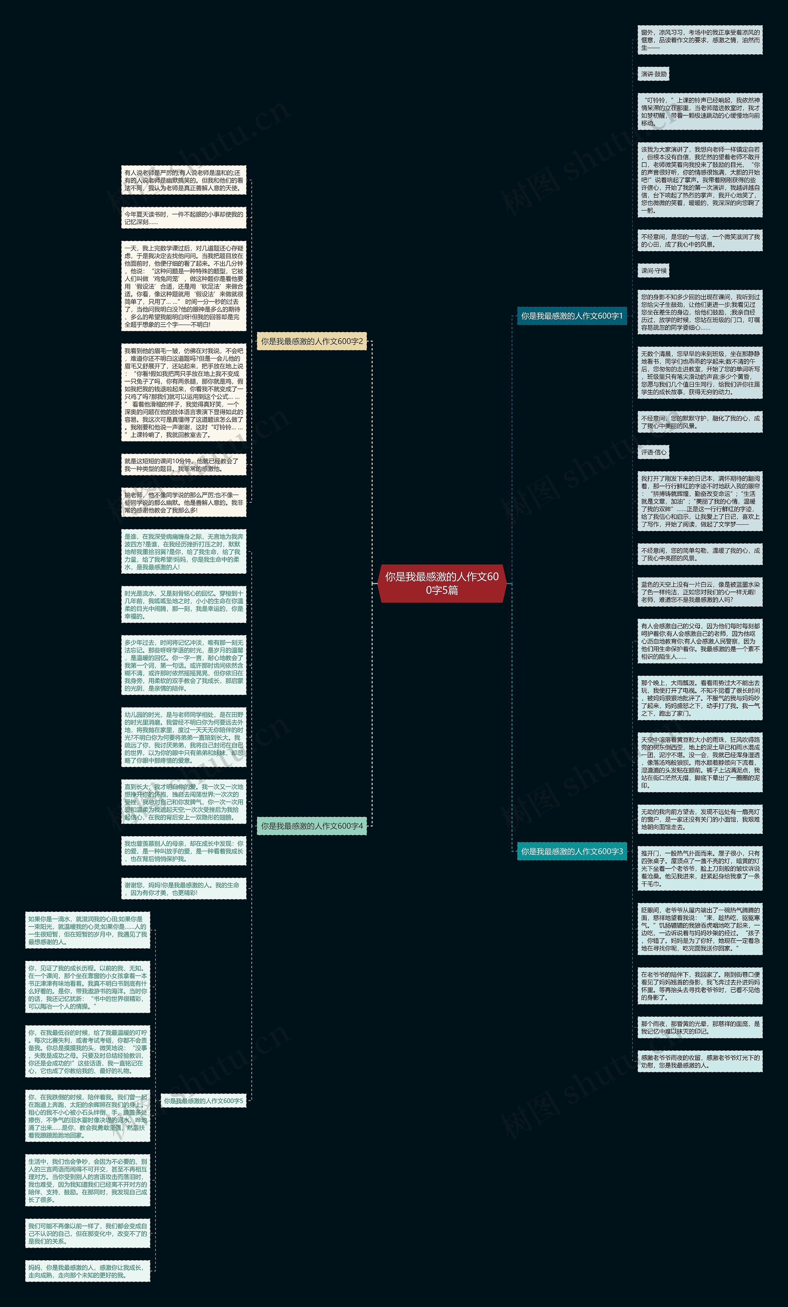 你是我最感激的人作文600字5篇思维导图