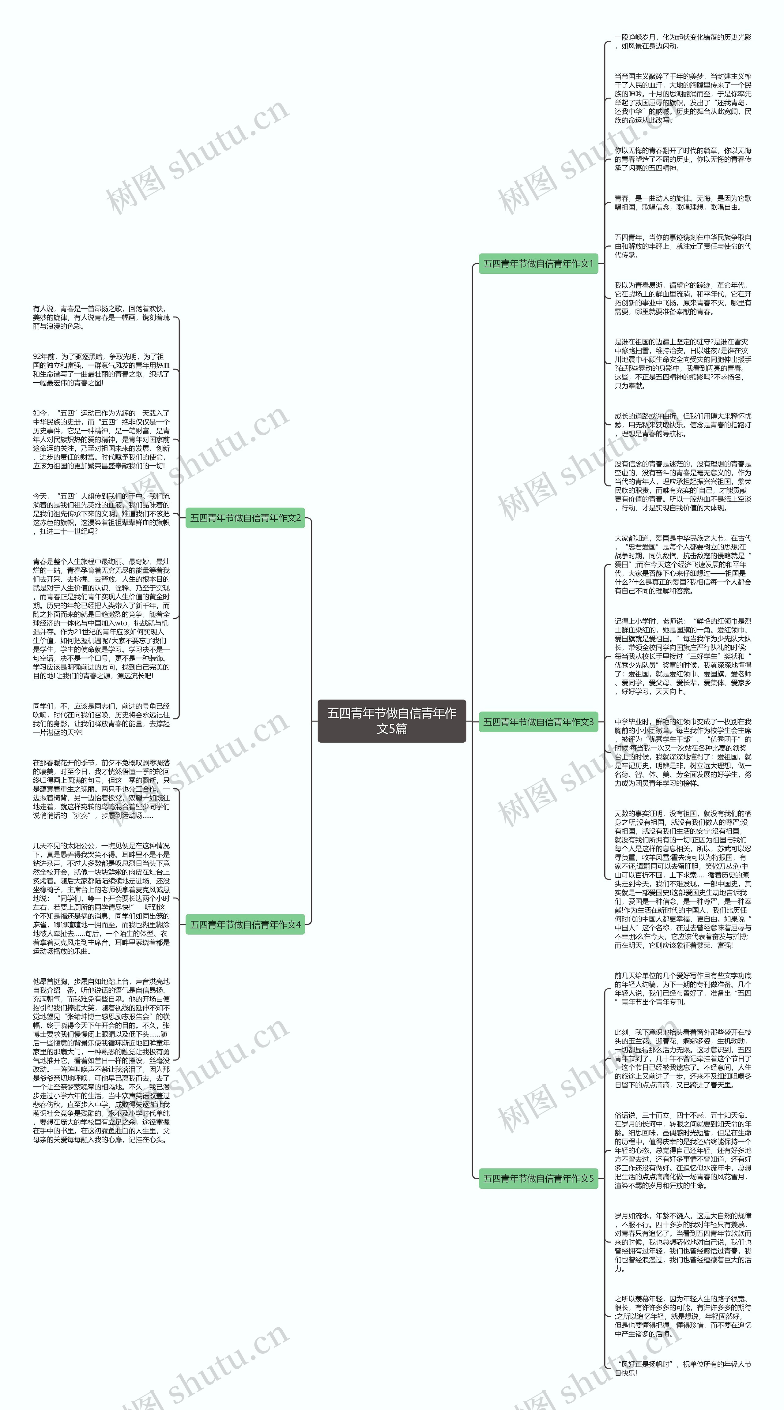 五四青年节做自信青年作文5篇思维导图