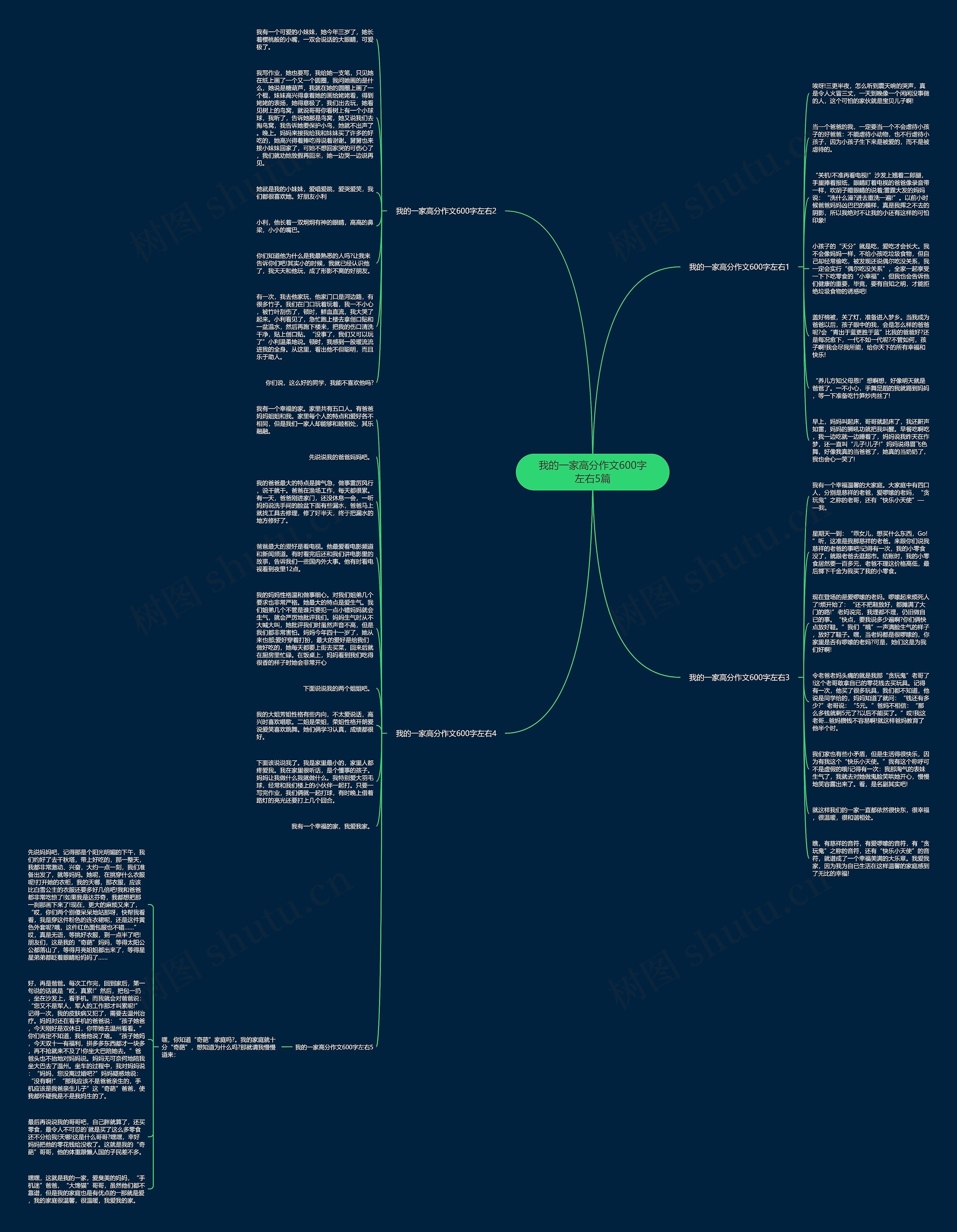 我的一家高分作文600字左右5篇思维导图