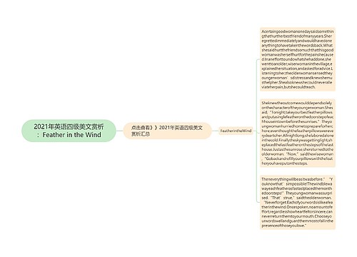 2021年英语四级美文赏析：Feather in the Wind