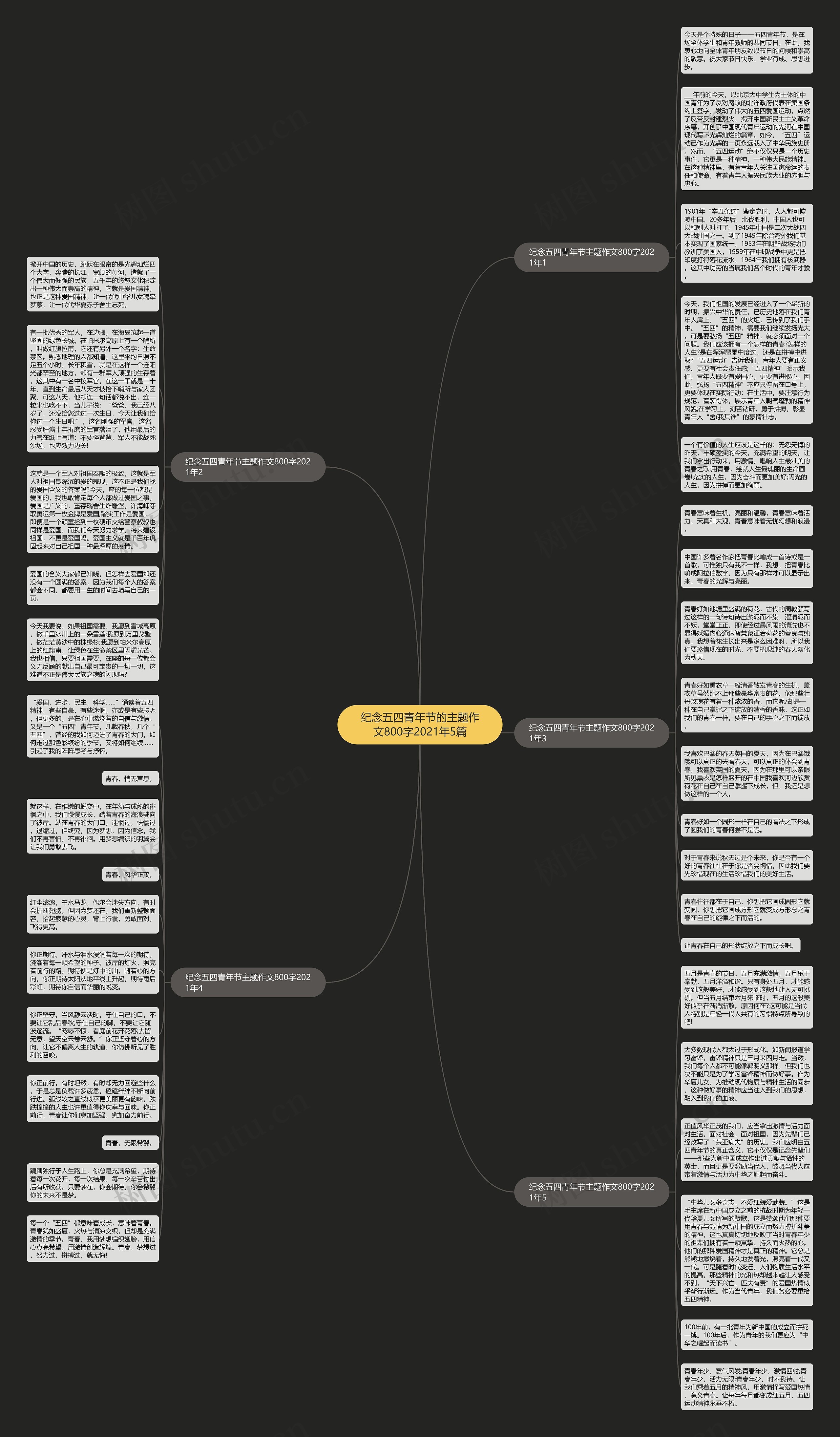 纪念五四青年节的主题作文800字2021年5篇思维导图