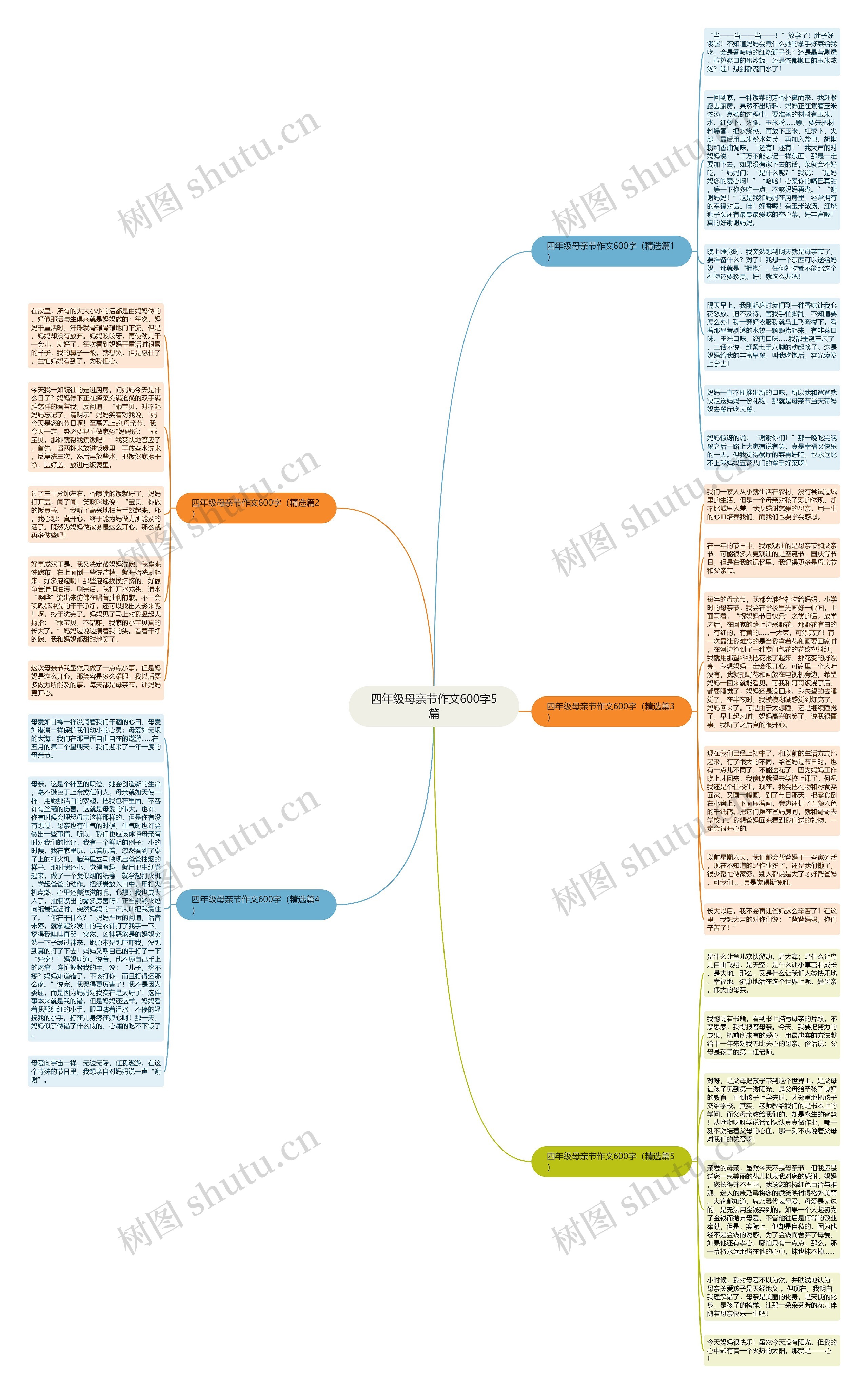 四年级母亲节作文600字5篇思维导图