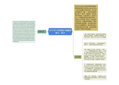 2017年12月英语六级翻译练习：筷子