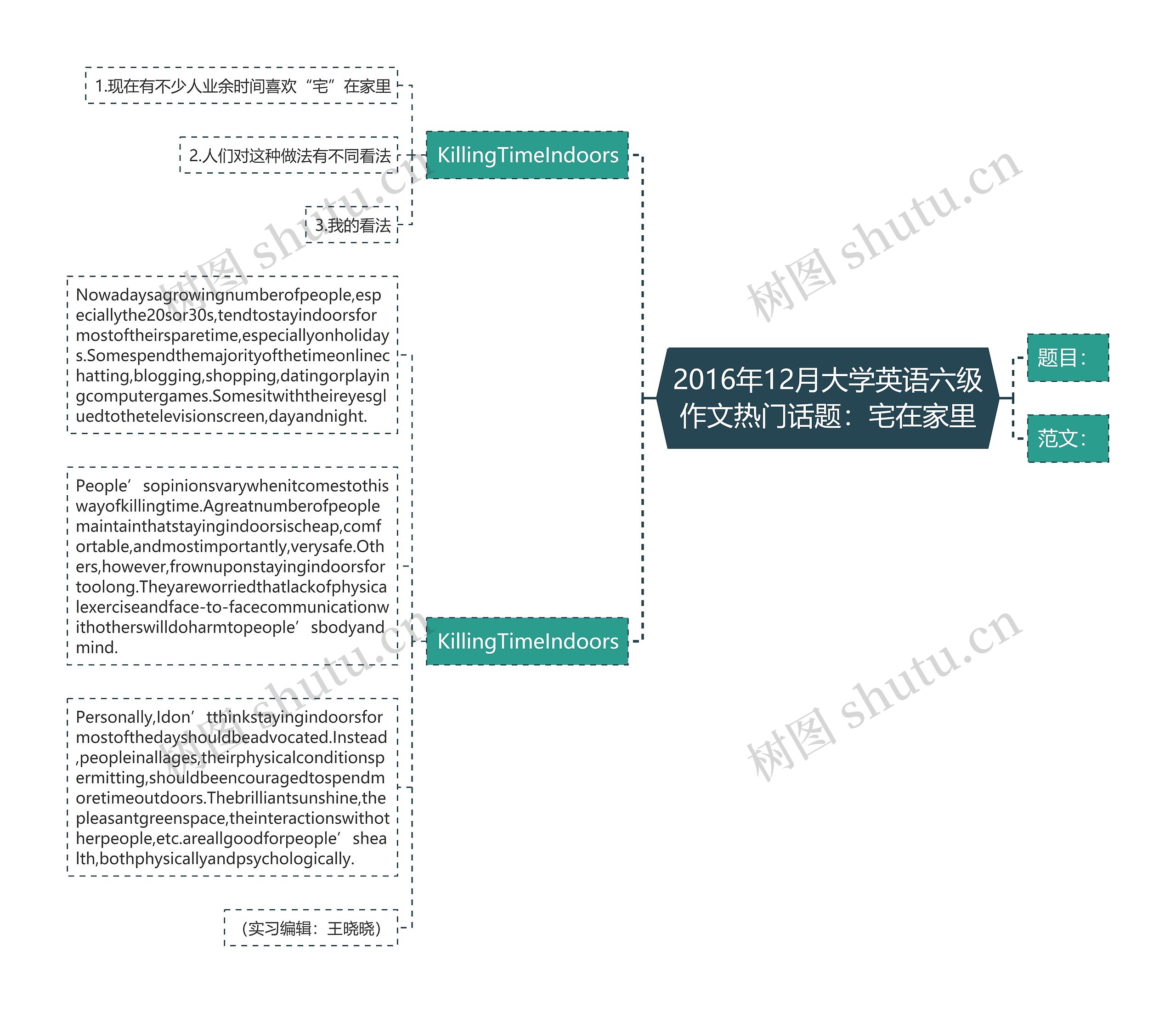 2016年12月大学英语六级作文热门话题：宅在家里思维导图