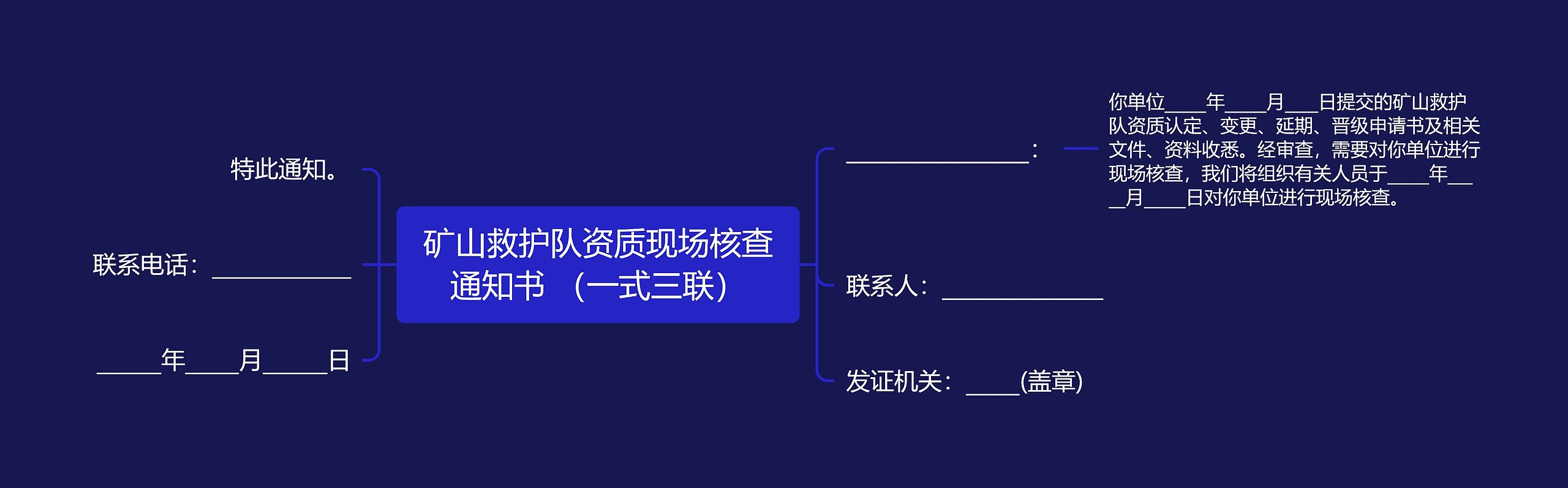 矿山救护队资质现场核查通知书 （一式三联）