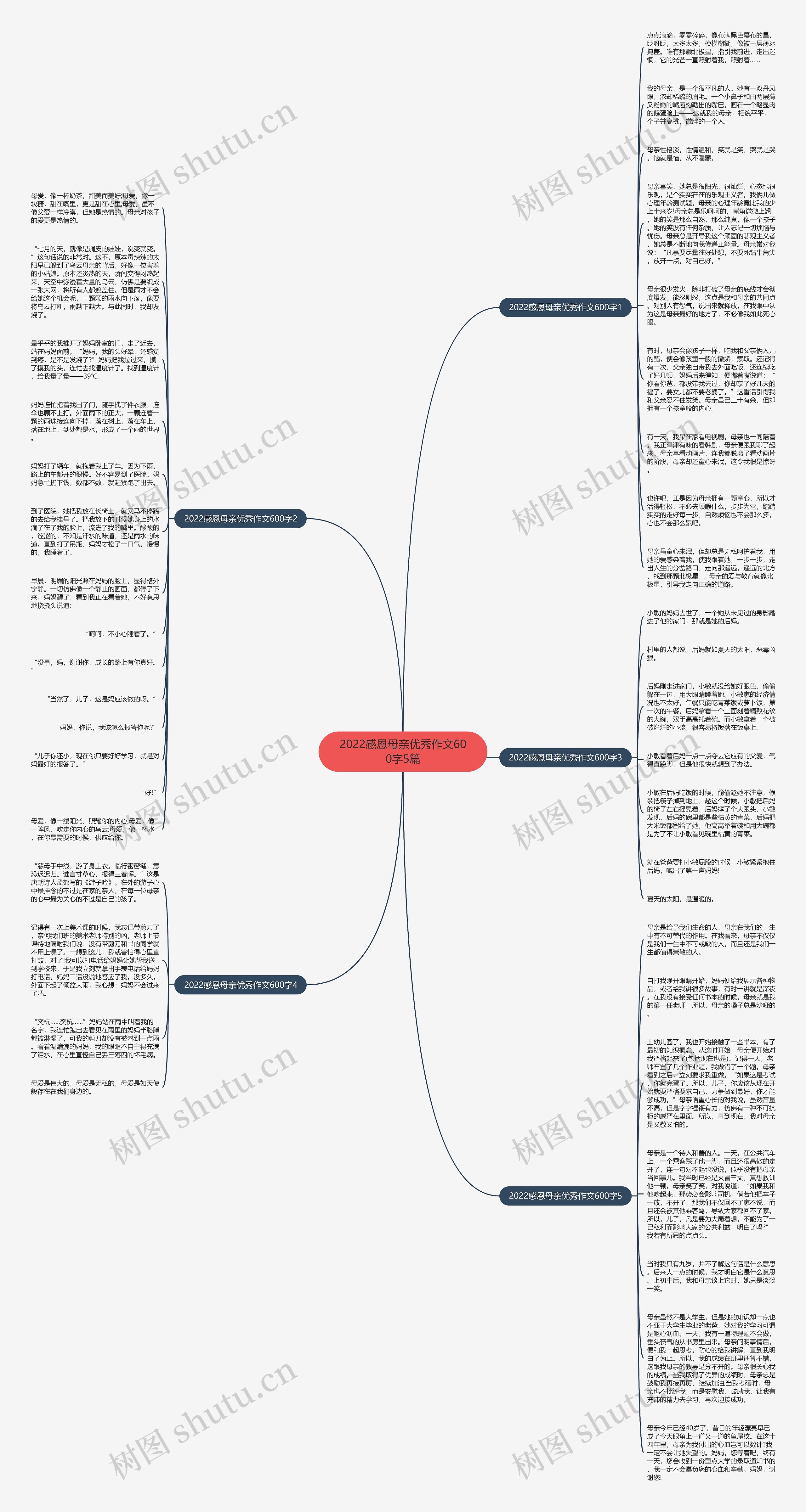 2022感恩母亲优秀作文600字5篇思维导图