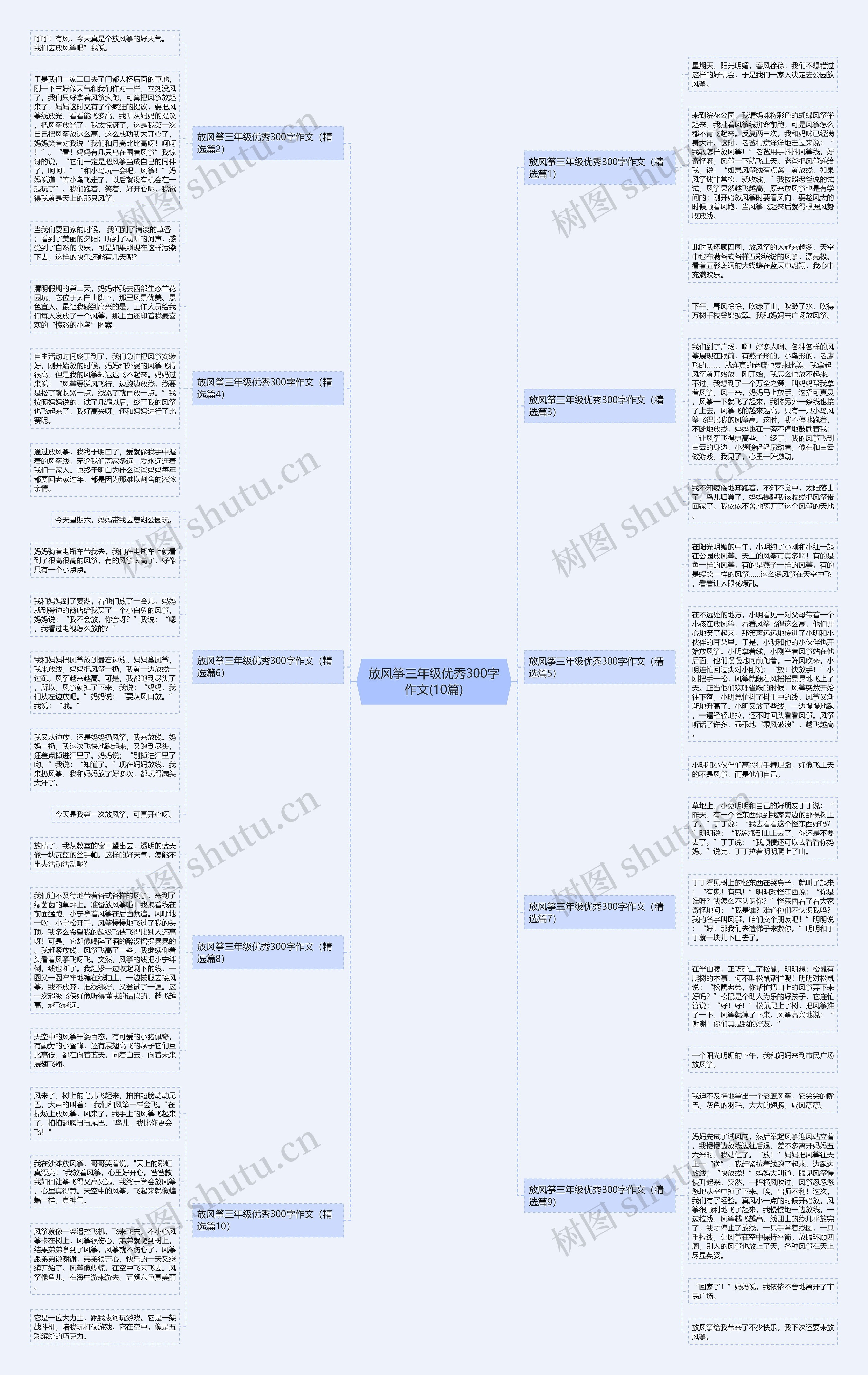 放风筝三年级优秀300字作文(10篇)思维导图