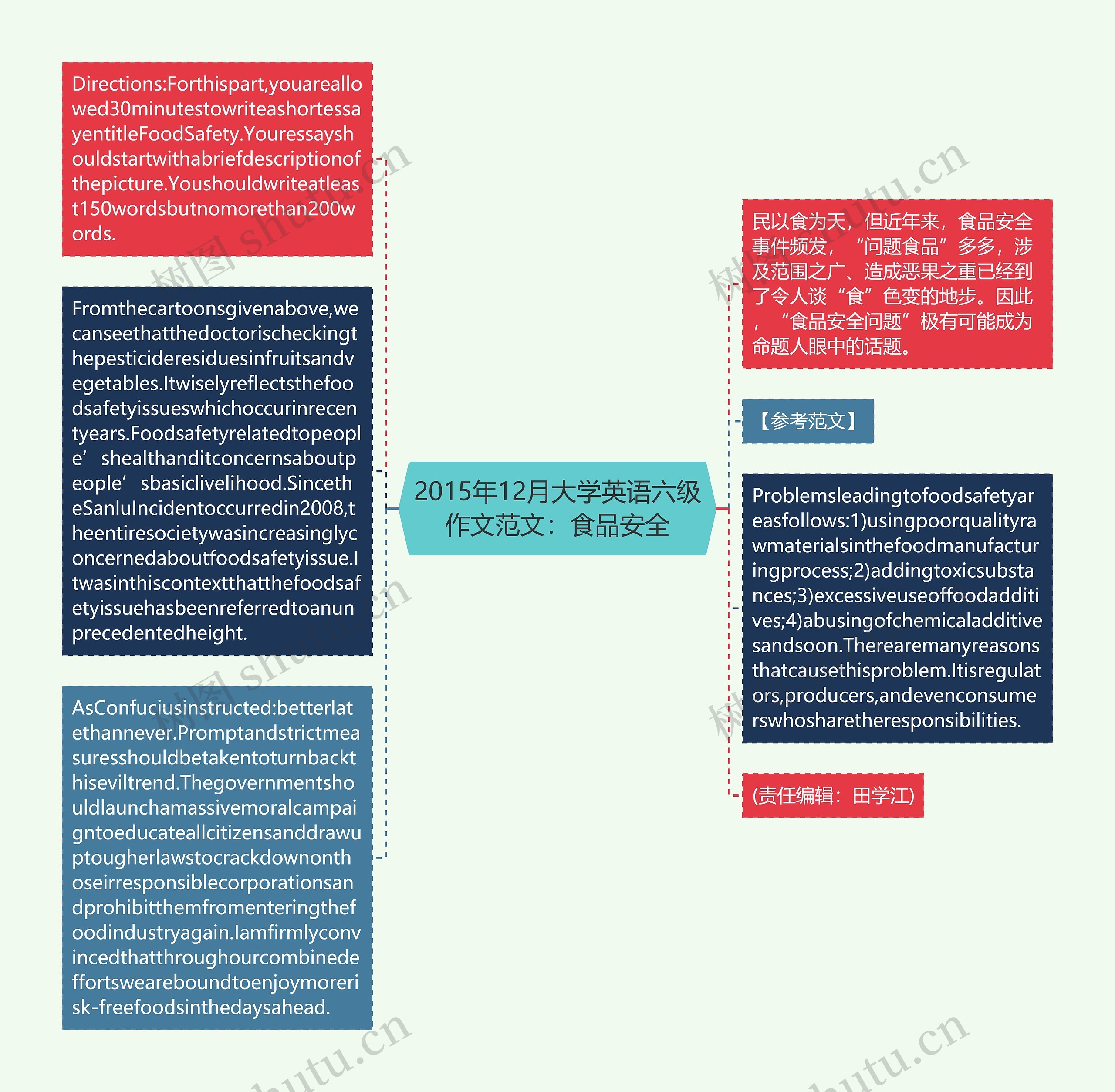 2015年12月大学英语六级作文范文：食品安全思维导图