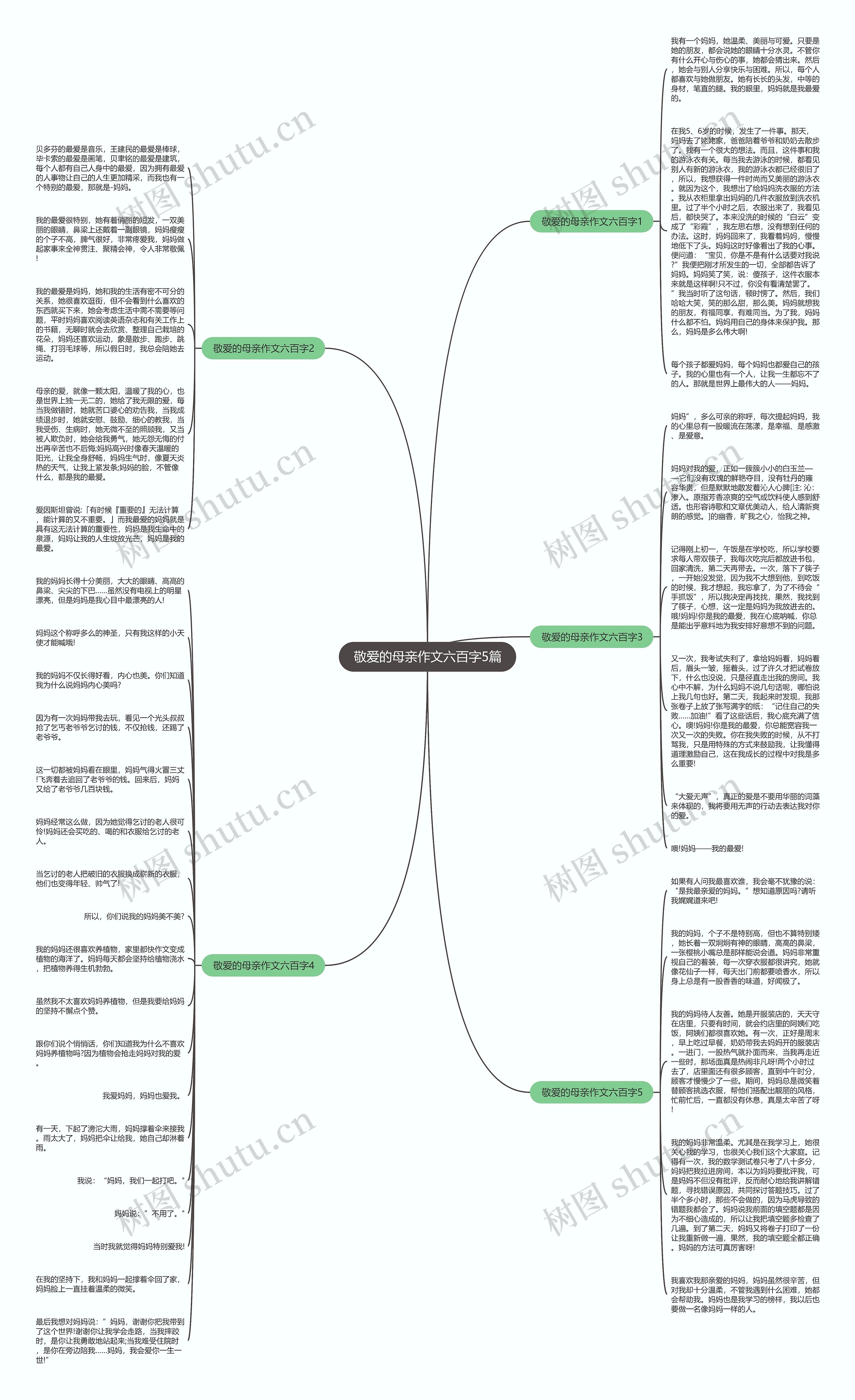 敬爱的母亲作文六百字5篇思维导图