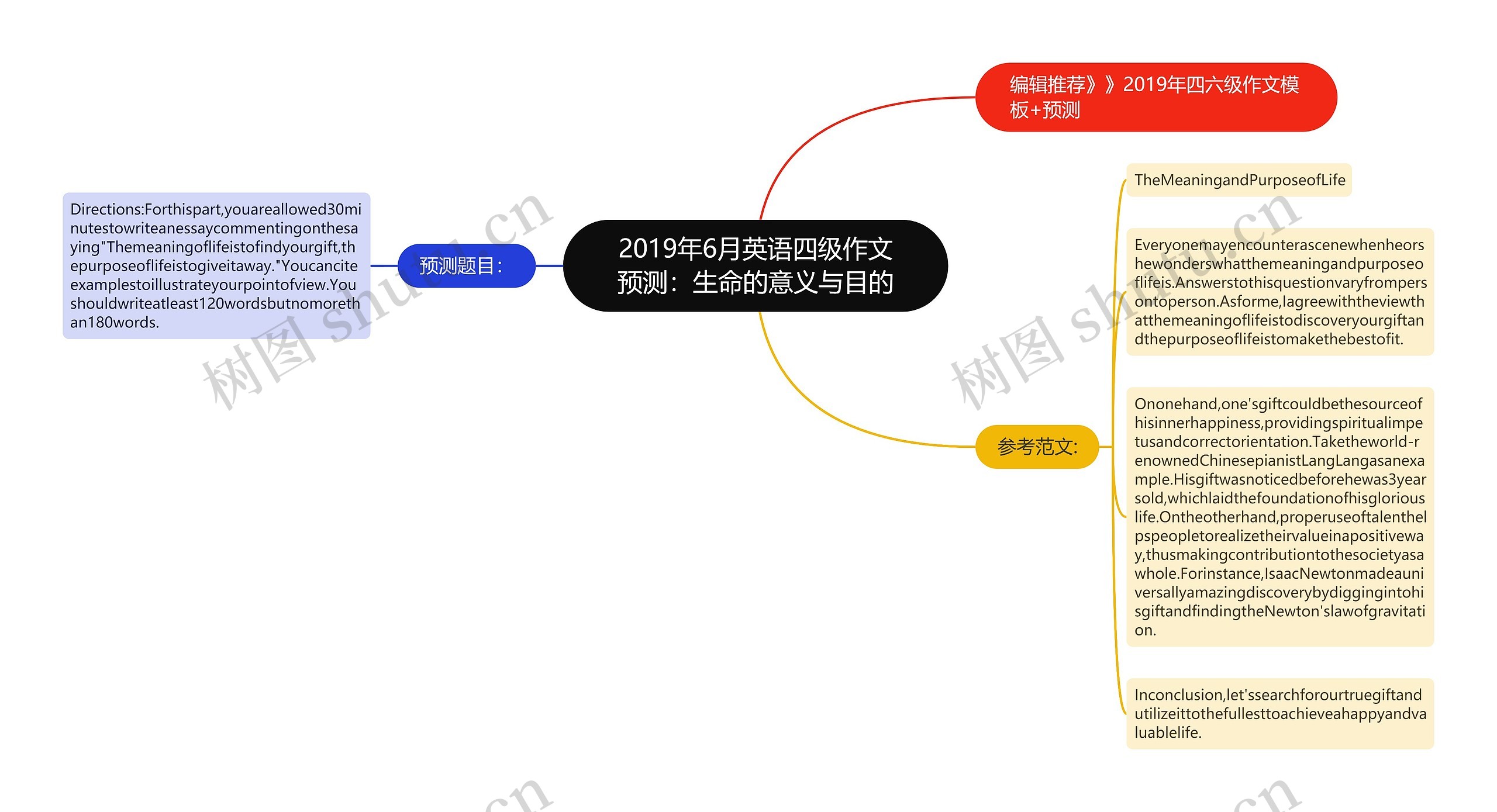 2019年6月英语四级作文预测：生命的意义与目的思维导图