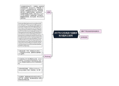 2017年12月英语六级翻译练习题库之胡同