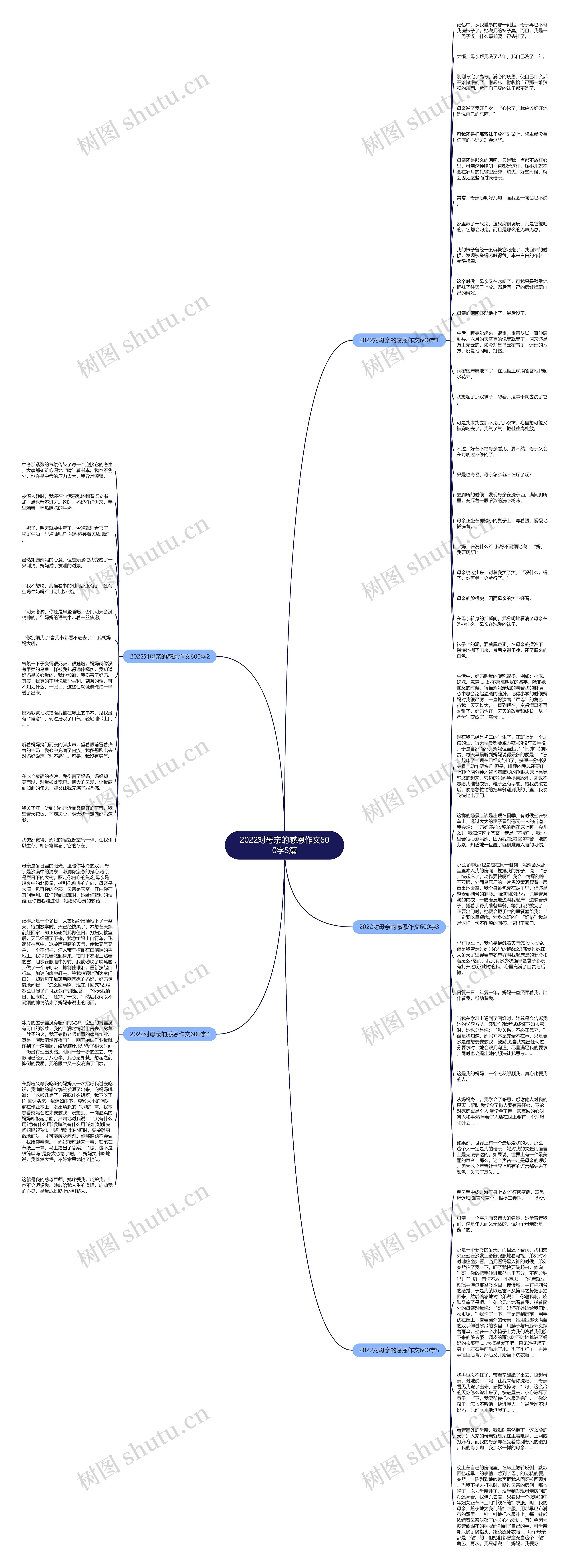 2022对母亲的感恩作文600字5篇思维导图