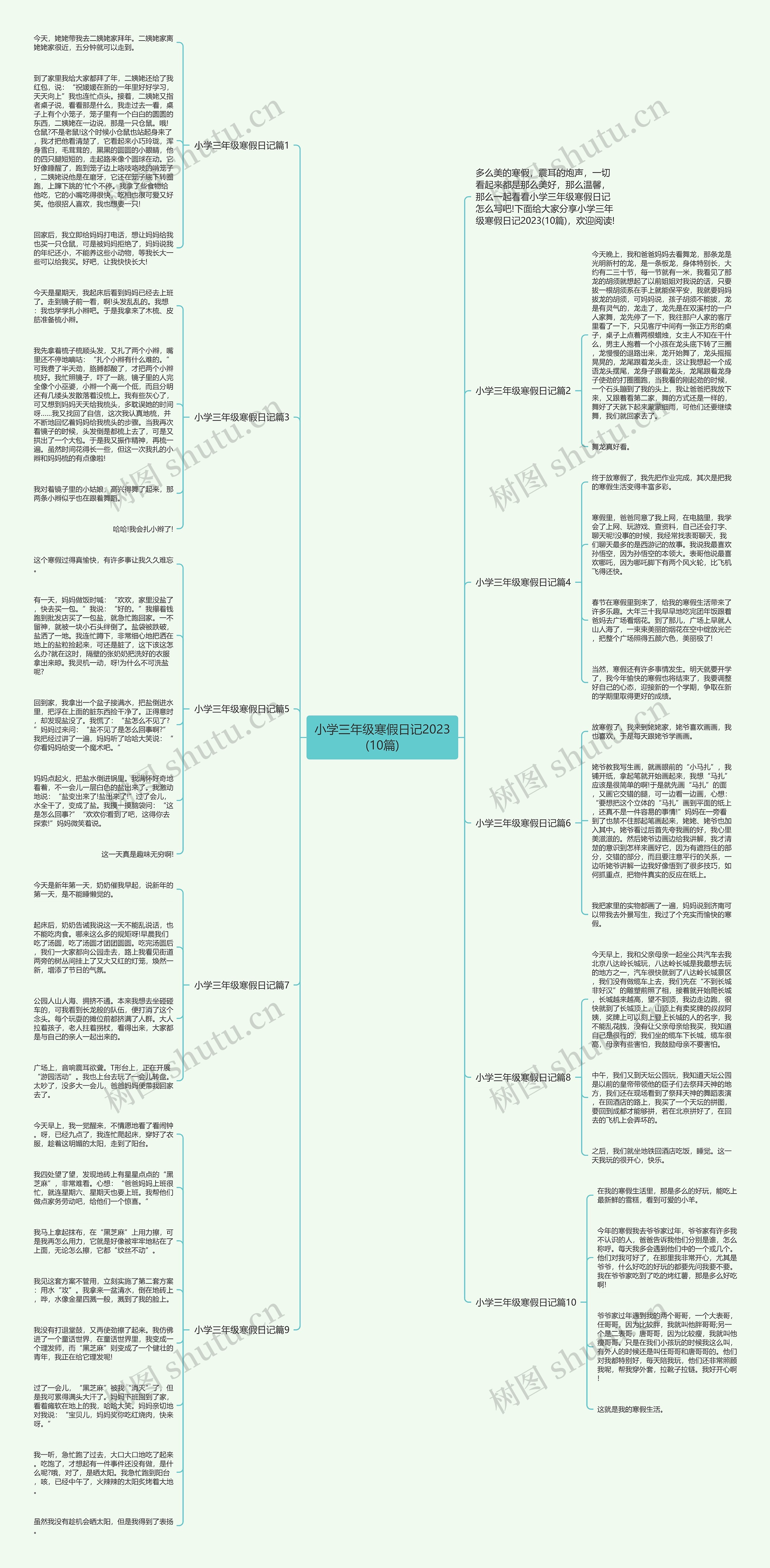 小学三年级寒假日记2023(10篇)思维导图