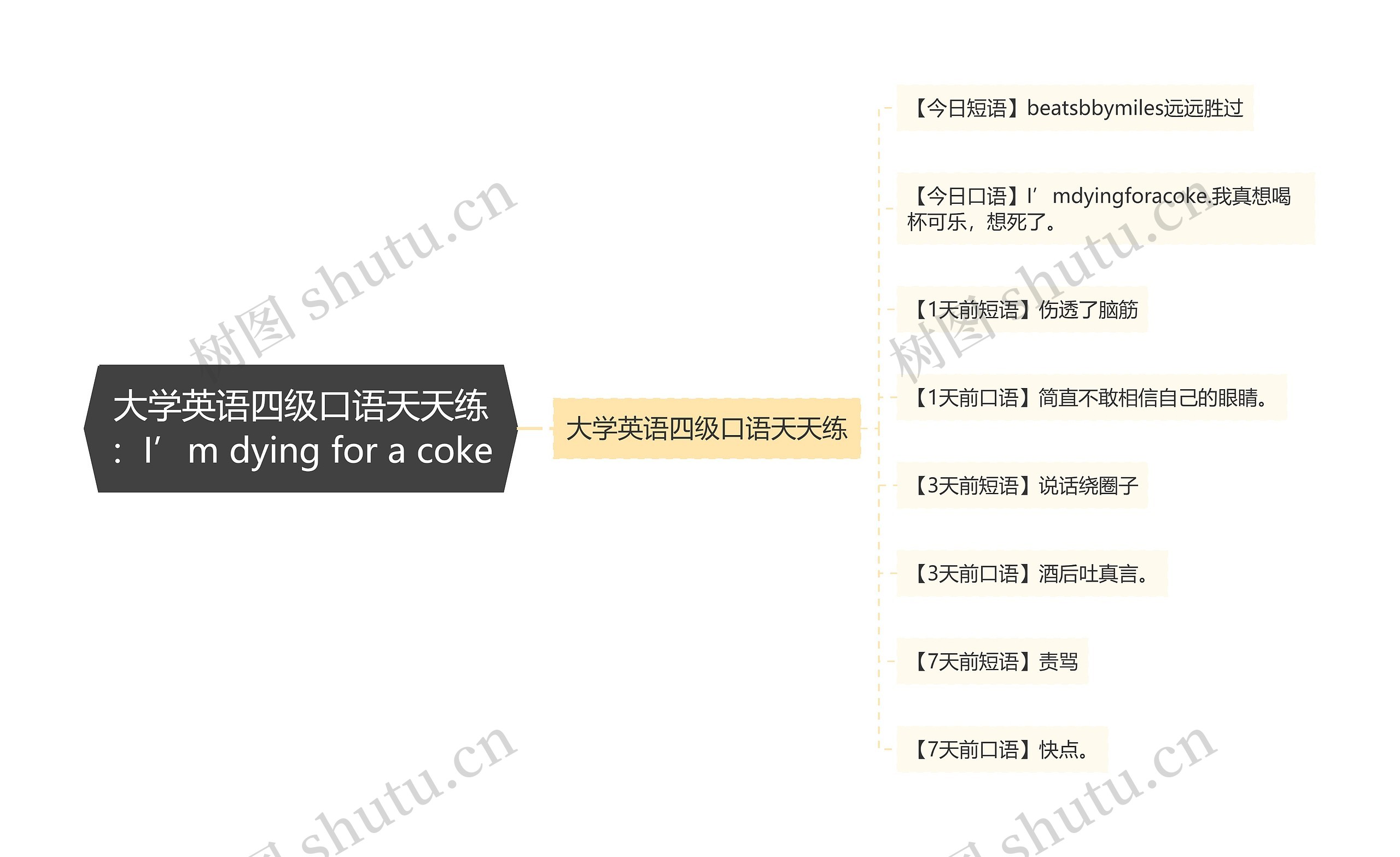 大学英语四级口语天天练：I’m dying for a coke思维导图