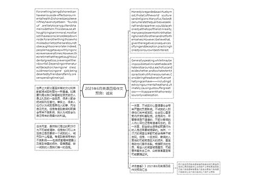 2021年6月英语四级作文预测：诚实