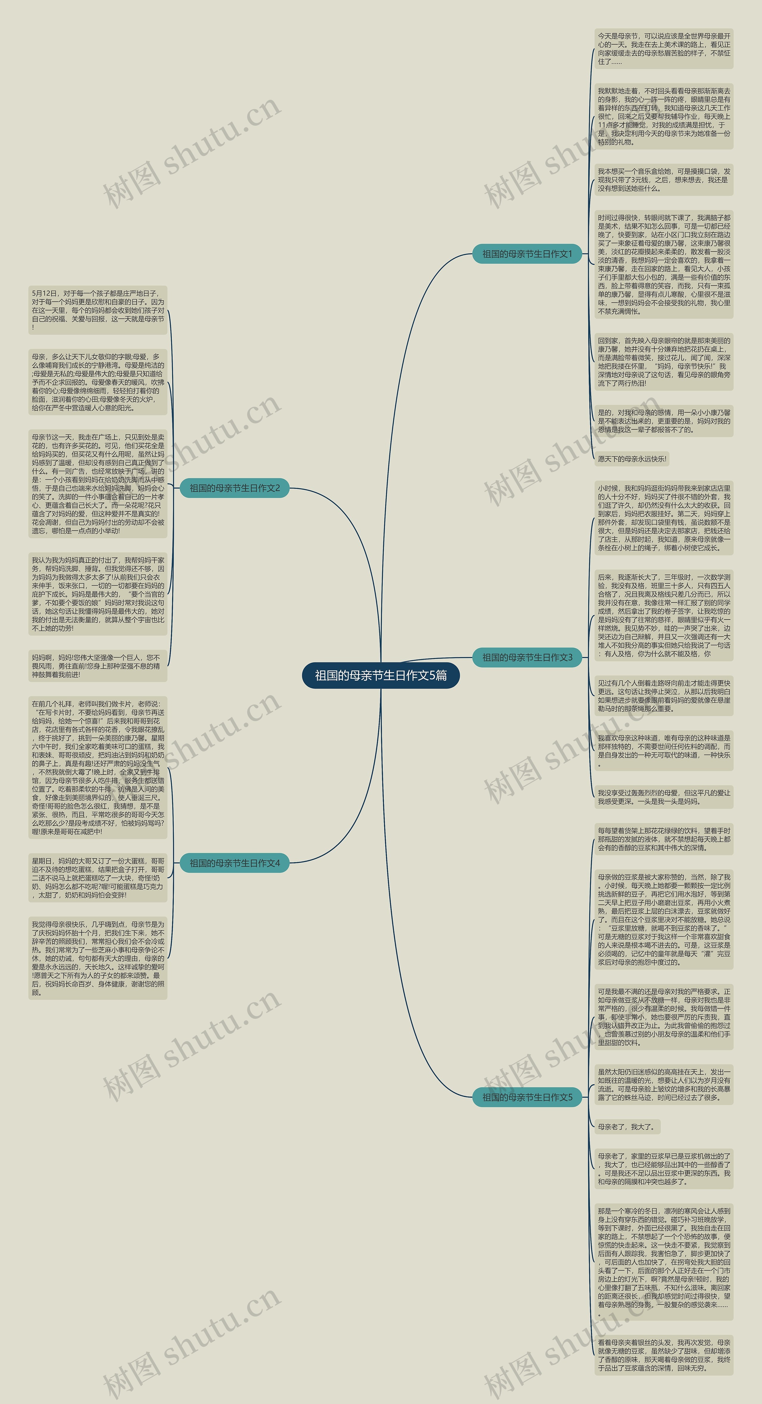 祖国的母亲节生日作文5篇思维导图