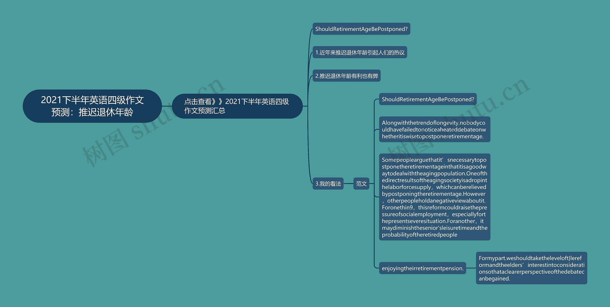 2021下半年英语四级作文预测：推迟退休年龄思维导图