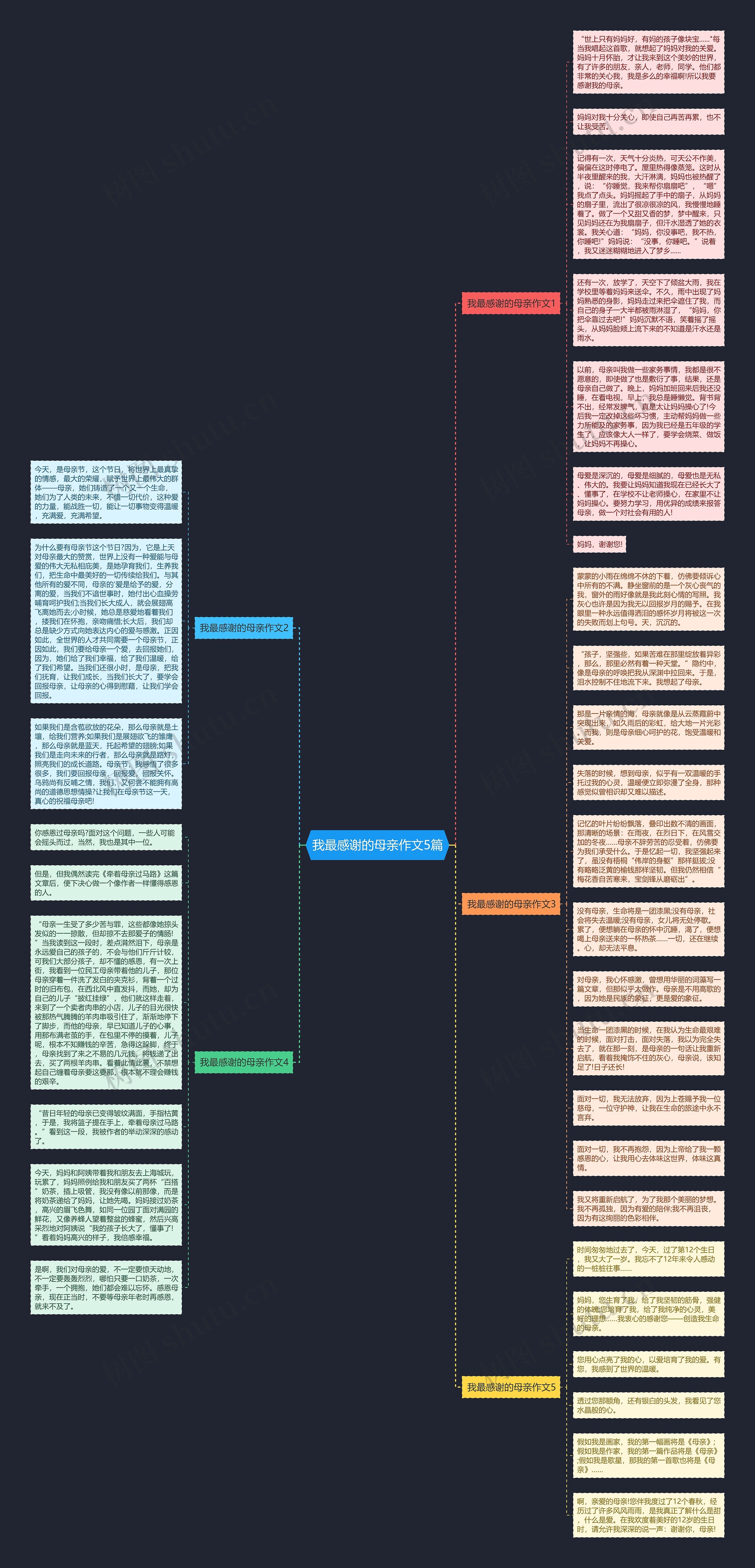 我最感谢的母亲作文5篇思维导图