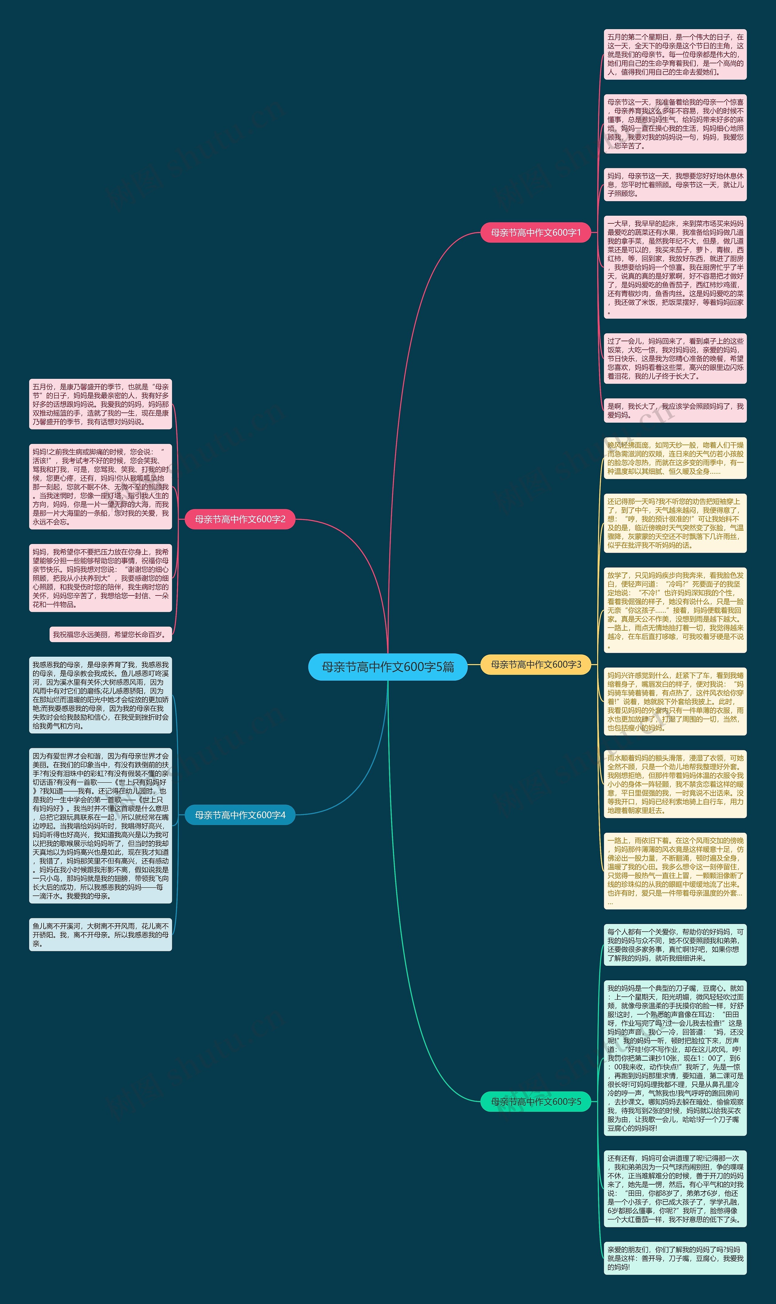 母亲节高中作文600字5篇思维导图