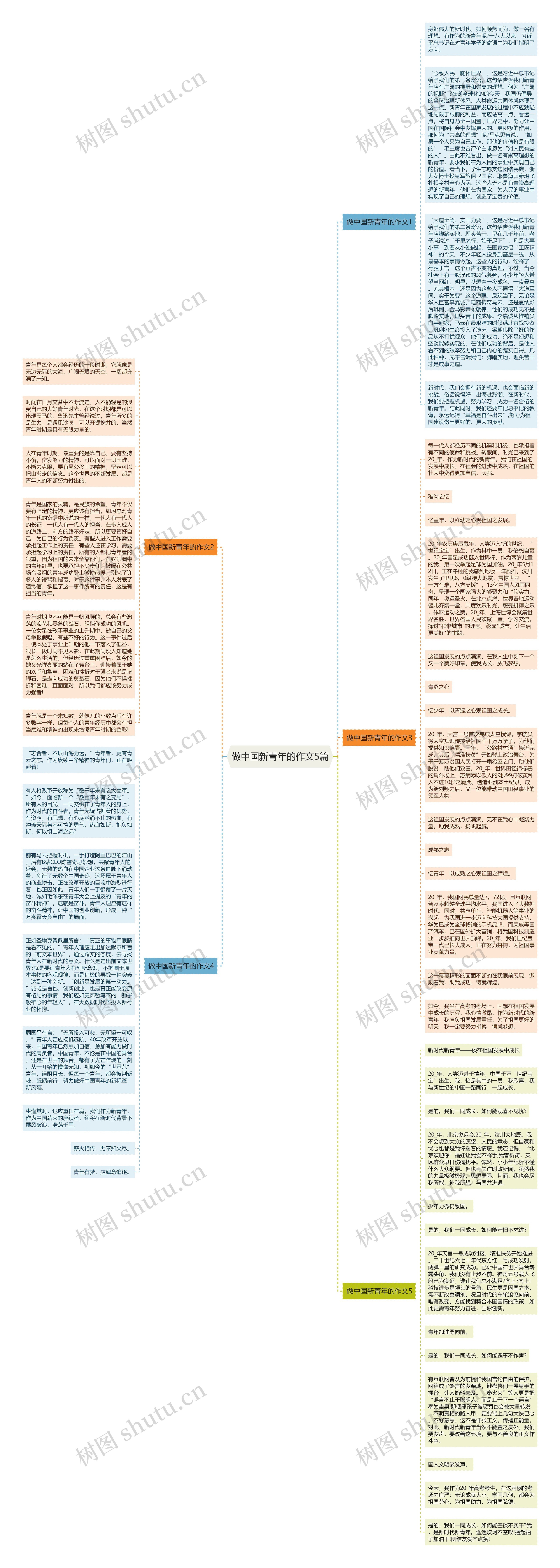 做中国新青年的作文5篇思维导图