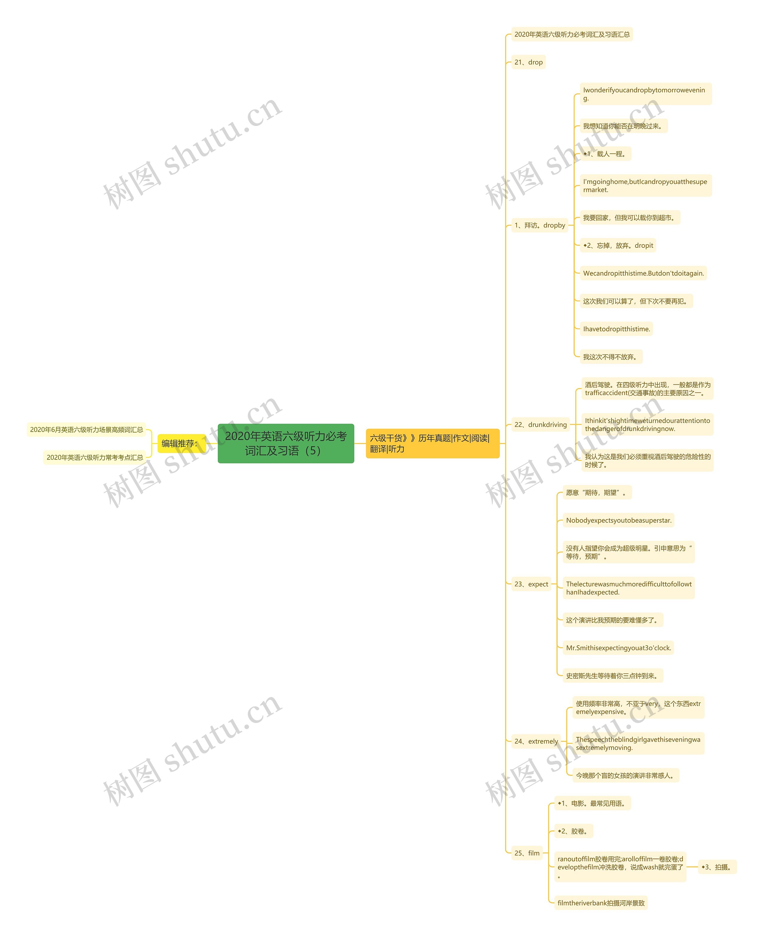 2020年英语六级听力必考词汇及习语（5）思维导图