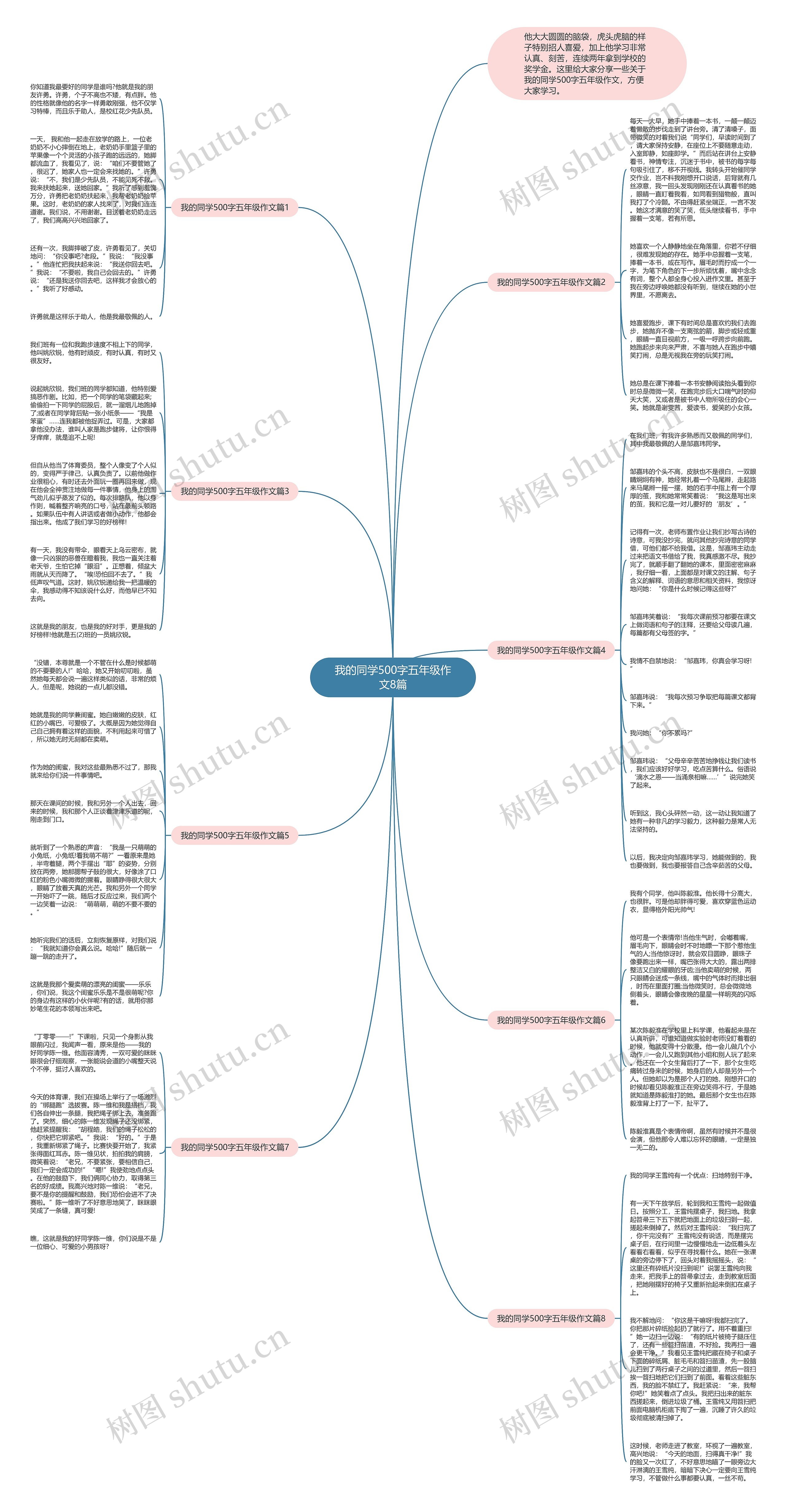 我的同学500字五年级作文8篇思维导图