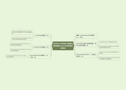 2022年12月英语六级语法用法辨析之benefit的用法及例句