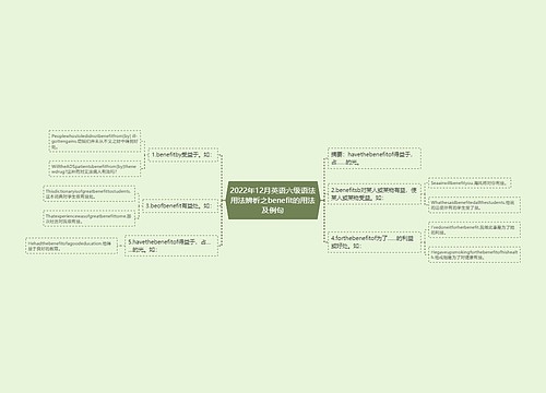 2022年12月英语六级语法用法辨析之benefit的用法及例句 2022年12月英语六级语法用法辨析之benefit的用法及例句