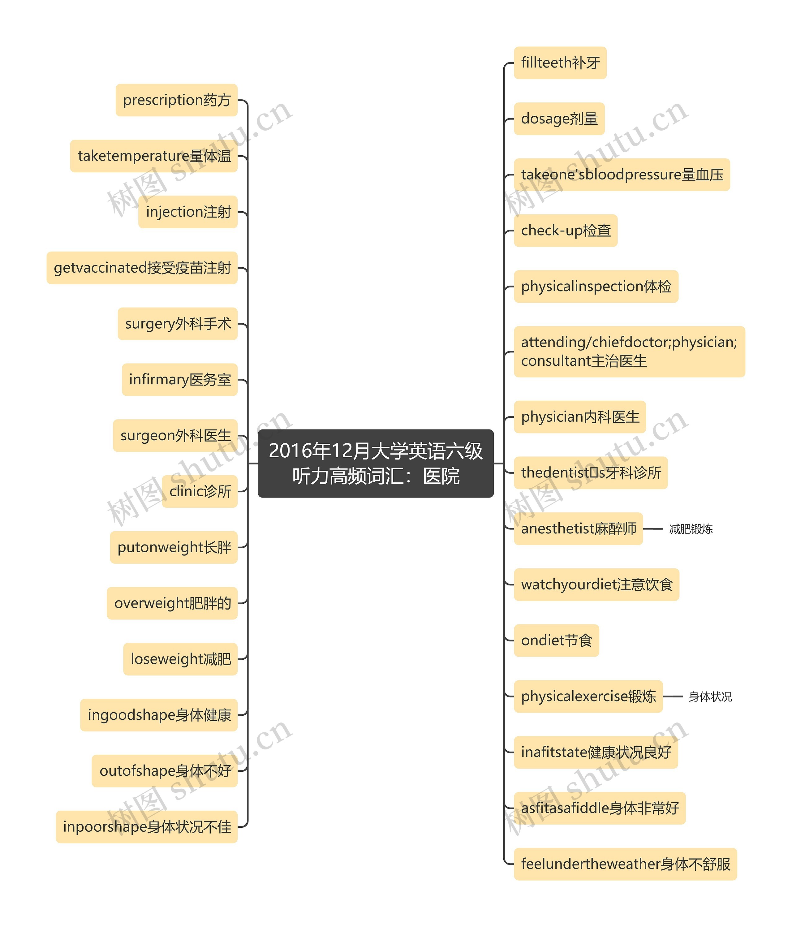 2016年12月大学英语六级听力高频词汇：医院