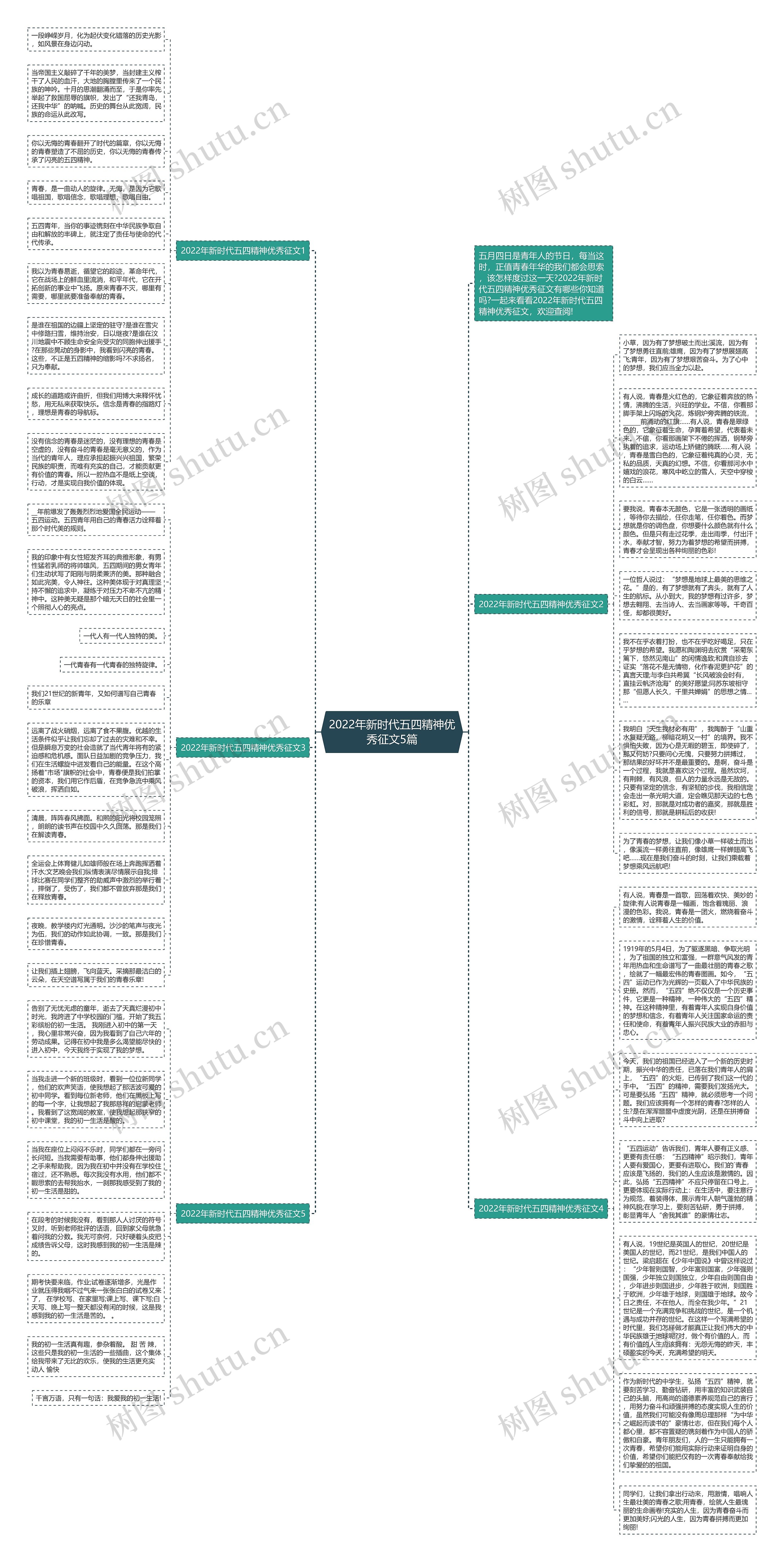 2022年新时代五四精神优秀征文5篇思维导图