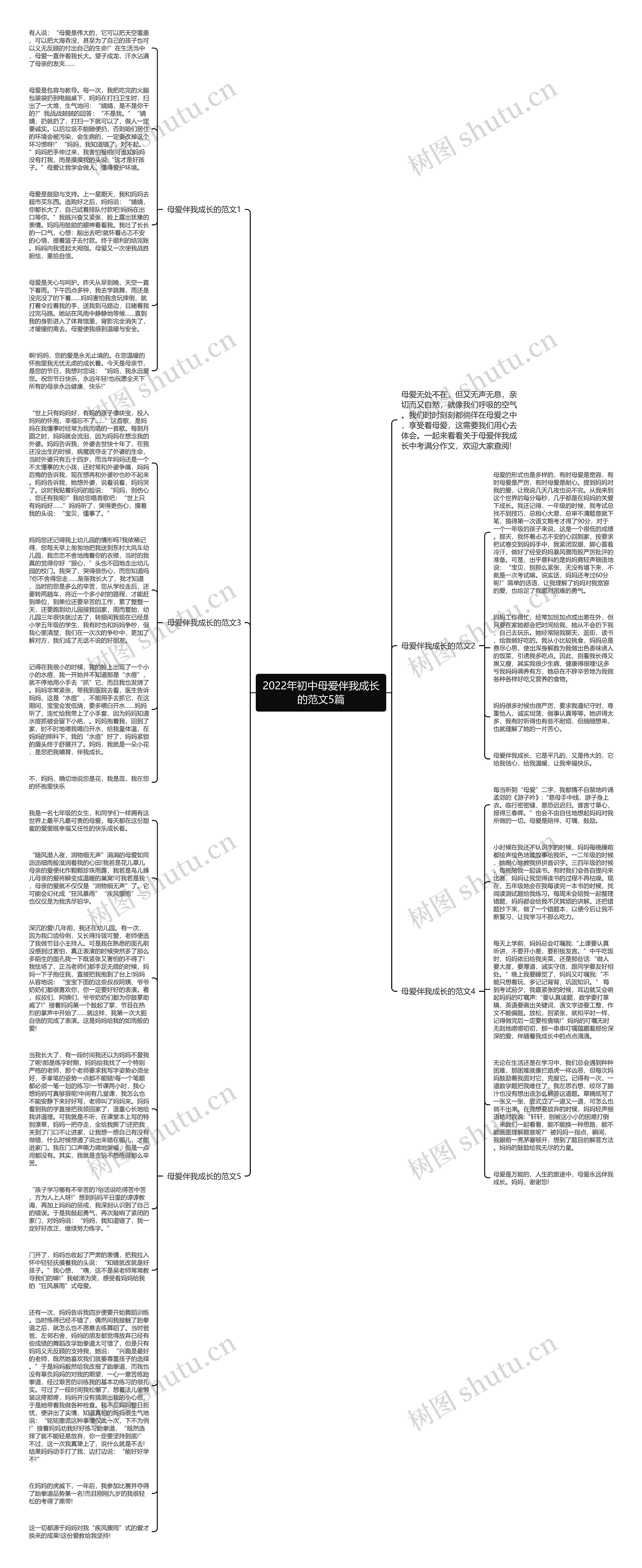 2022年初中母爱伴我成长的范文5篇思维导图