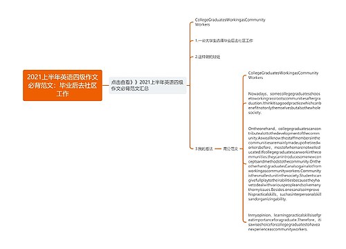 2021上半年英语四级作文必背范文：毕业后去社区工作