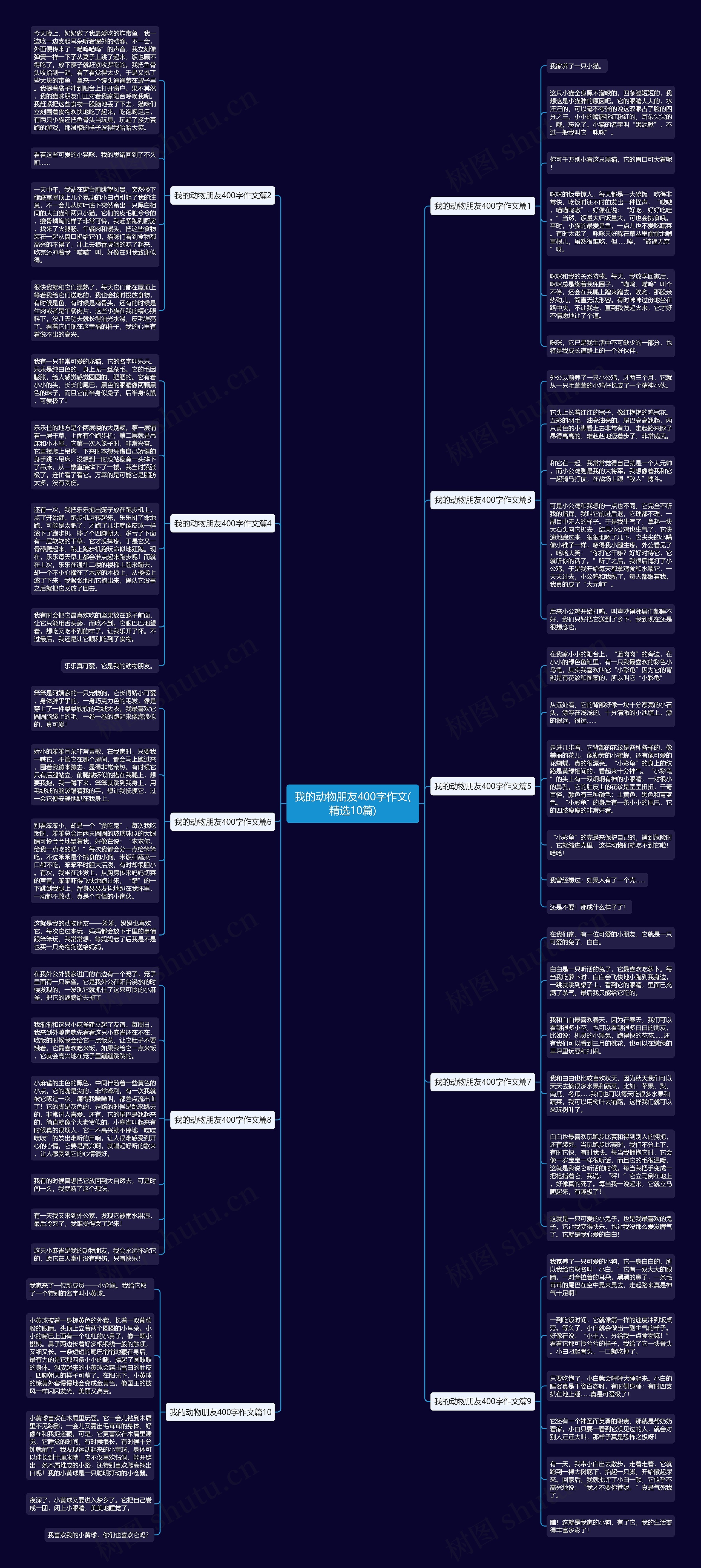 我的动物朋友400字作文(精选10篇)思维导图