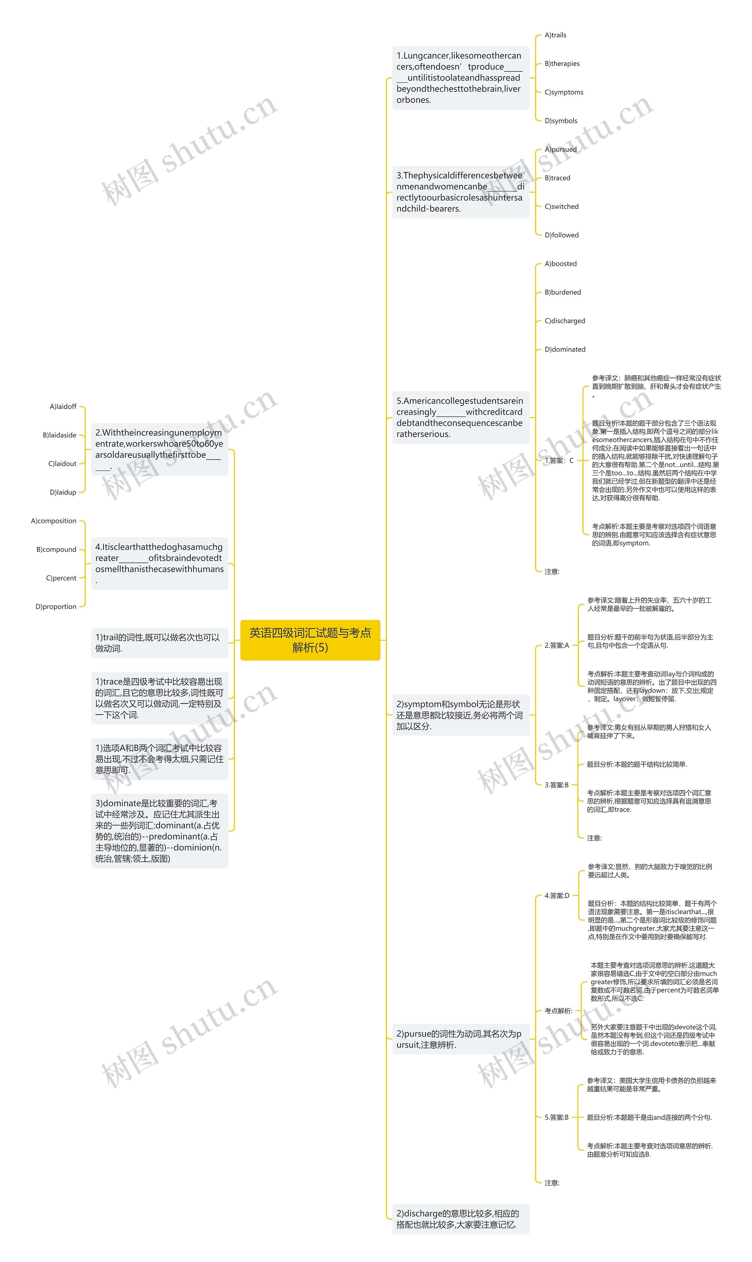 英语四级词汇试题与考点解析(5)思维导图